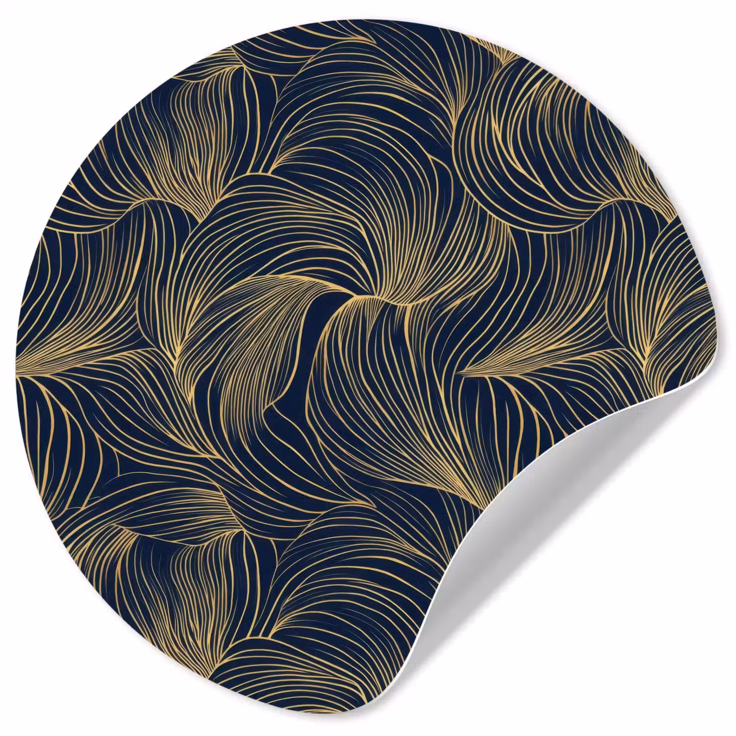 Abstract - Lijnen - Blauw - Goud Wandcirkel behangsticker klein 186 -3d