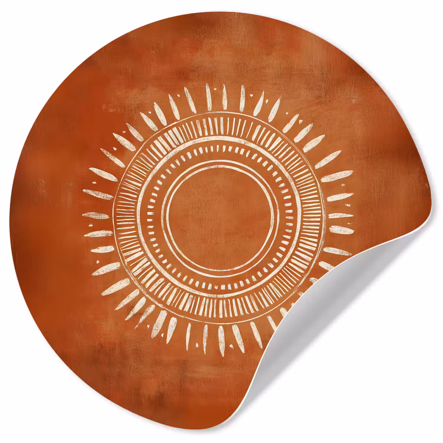 Abstract - Lijnen - Zonnestralen - Roodbruin Wandcirkel behangsticker klein -3d