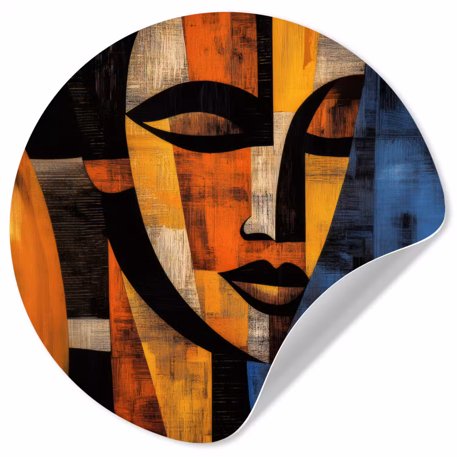 Abstract - Portret - Kleurvakken Wandcirkel behangsticker klein -3d