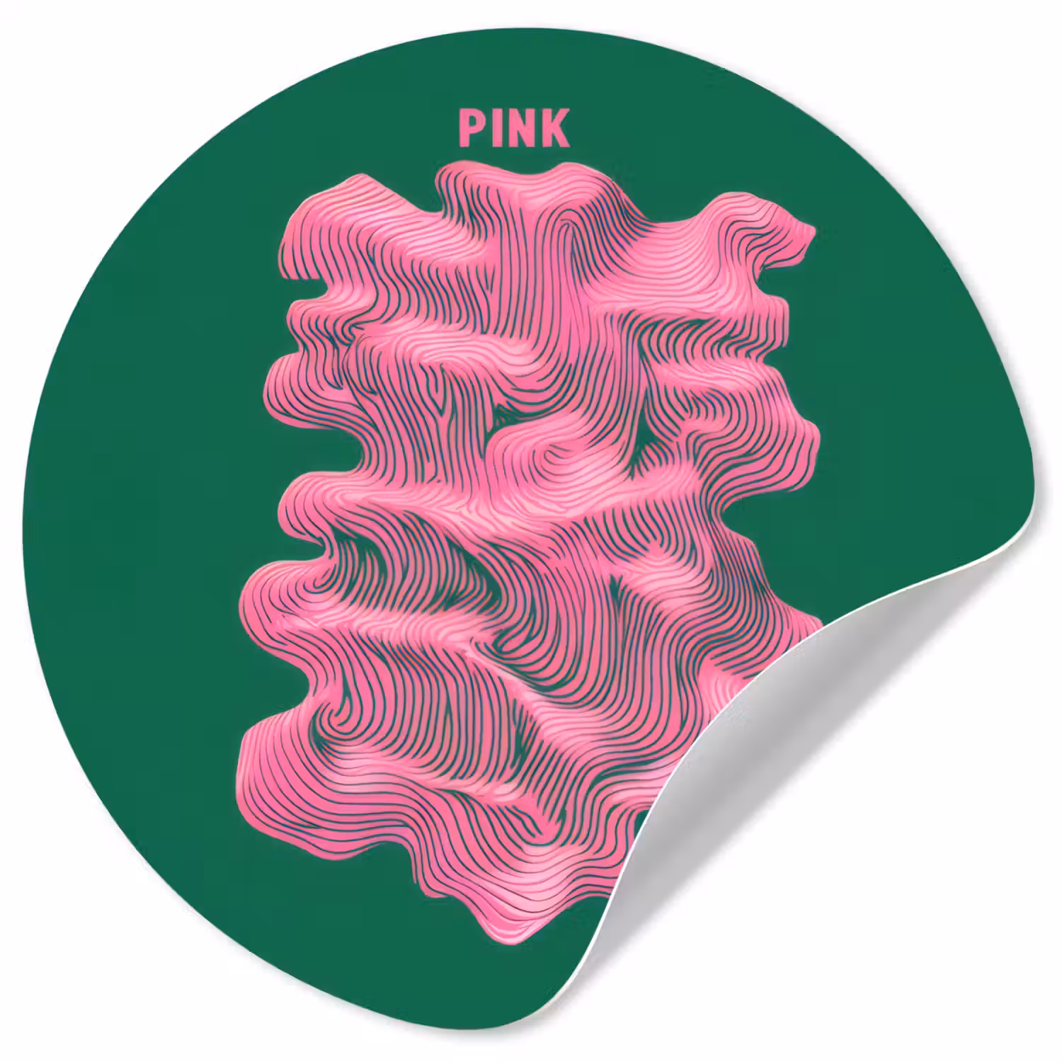 Abstract - Pink - Lijnen - Groen Wandcirkel behangsticker klein -3d