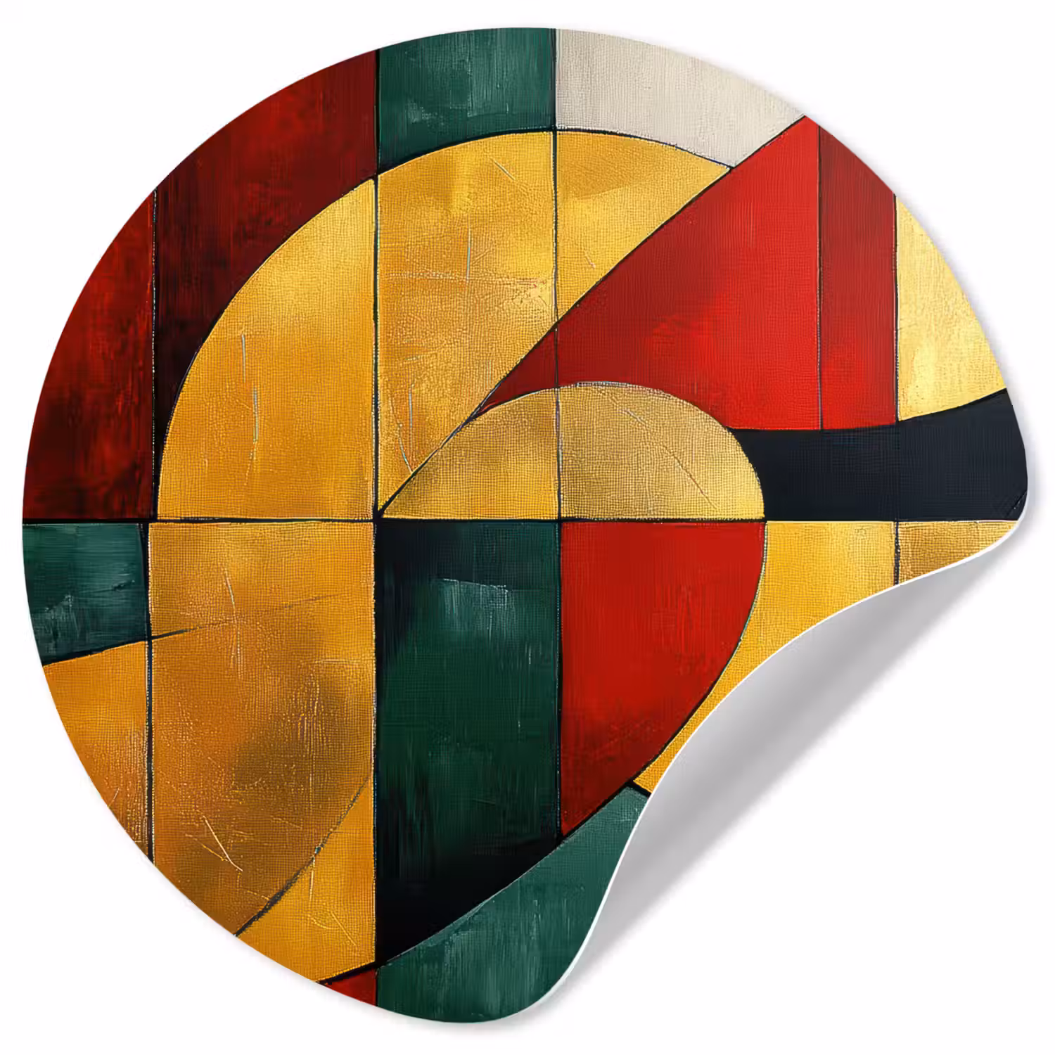 Abstract - Kerst - Goud - Rood - Groen Wandcirkel behangsticker klein -3d