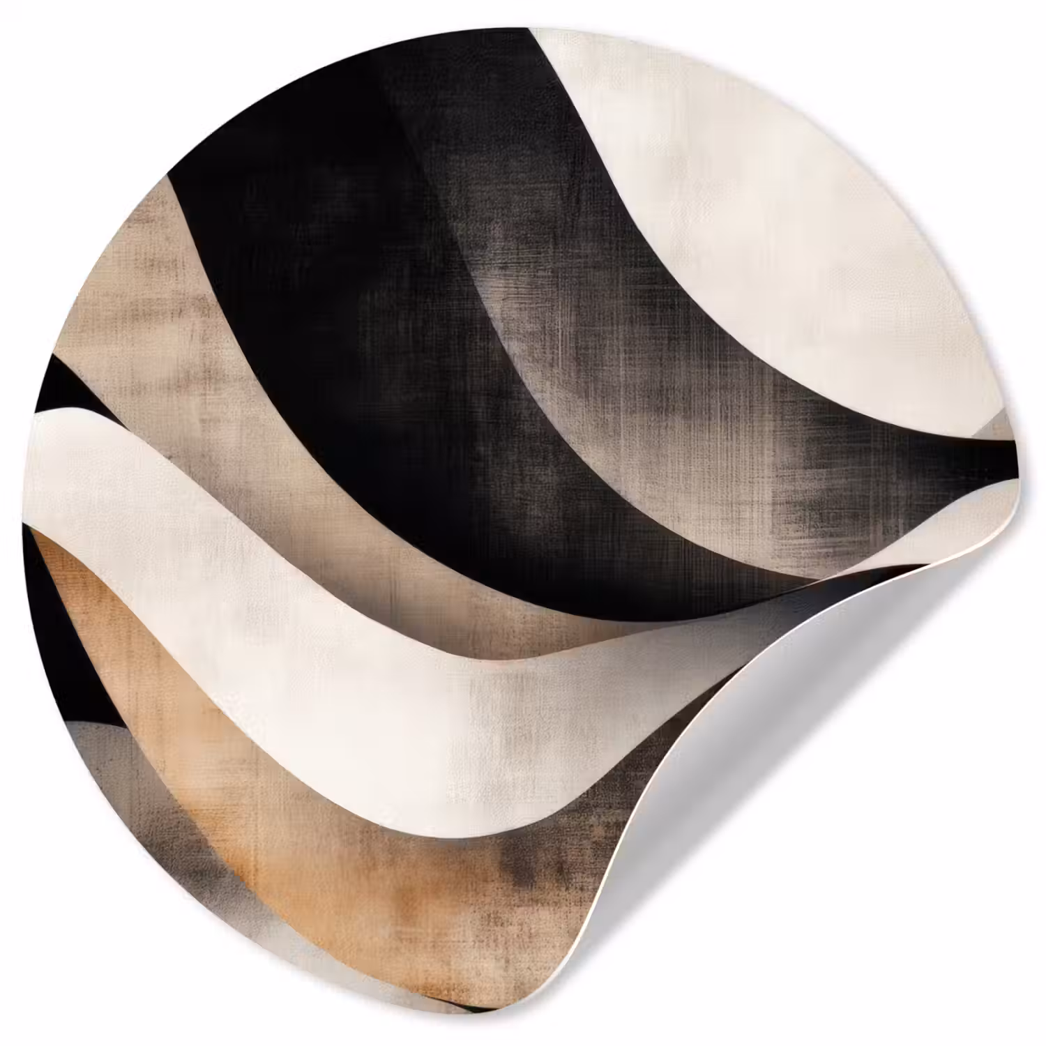 Abstract - Golven - Zwart - Verweerd Wandcirkel behangsticker klein -3d