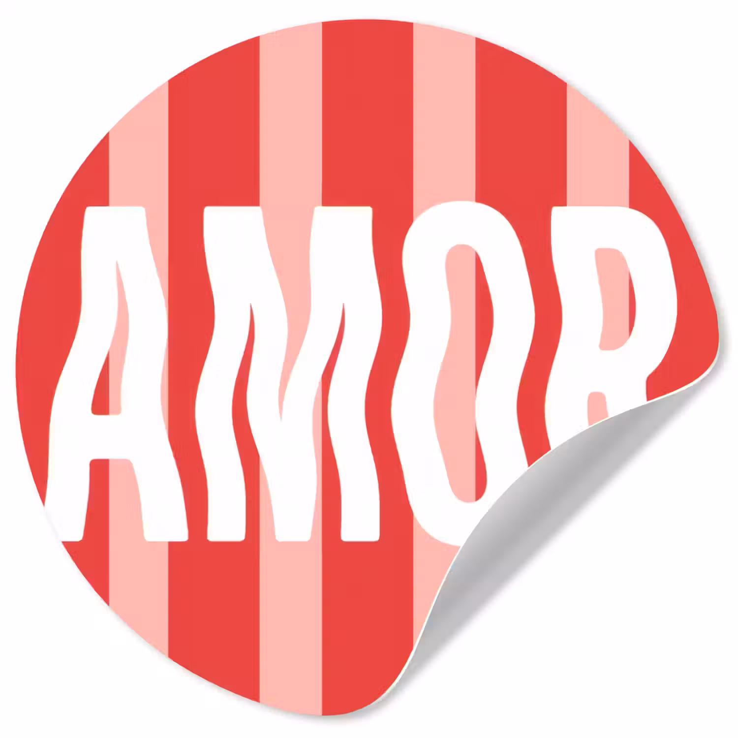 Amor - Strepen - Rood - Roze Wandcirkel behangsticker klein -3d