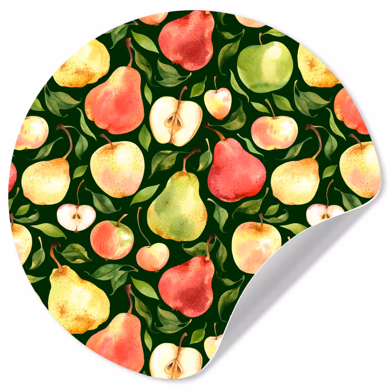 Appels - Peren - Fruit - Groen Wandcirkel behangsticker klein 186 -3d