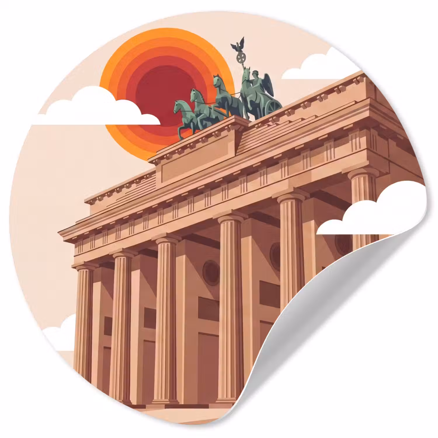 Architectuur - Brandenburg - Berlijn - Zonsondergang - Historisch Wandcirkel behangsticker klein -3d