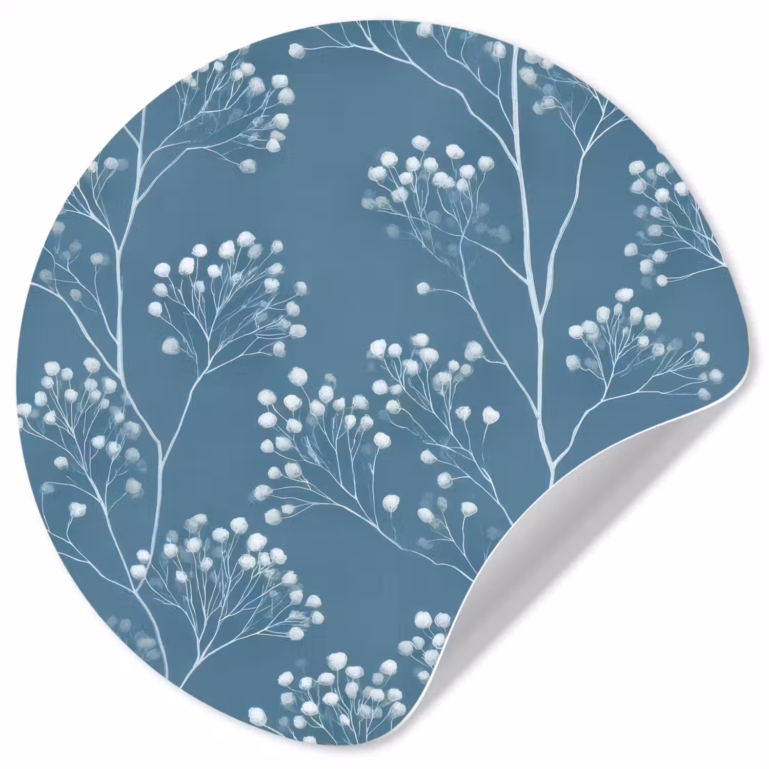Takken - Bessen - Patroon - Lichtblauw Wandcirkel behangsticker klein 186 -3d