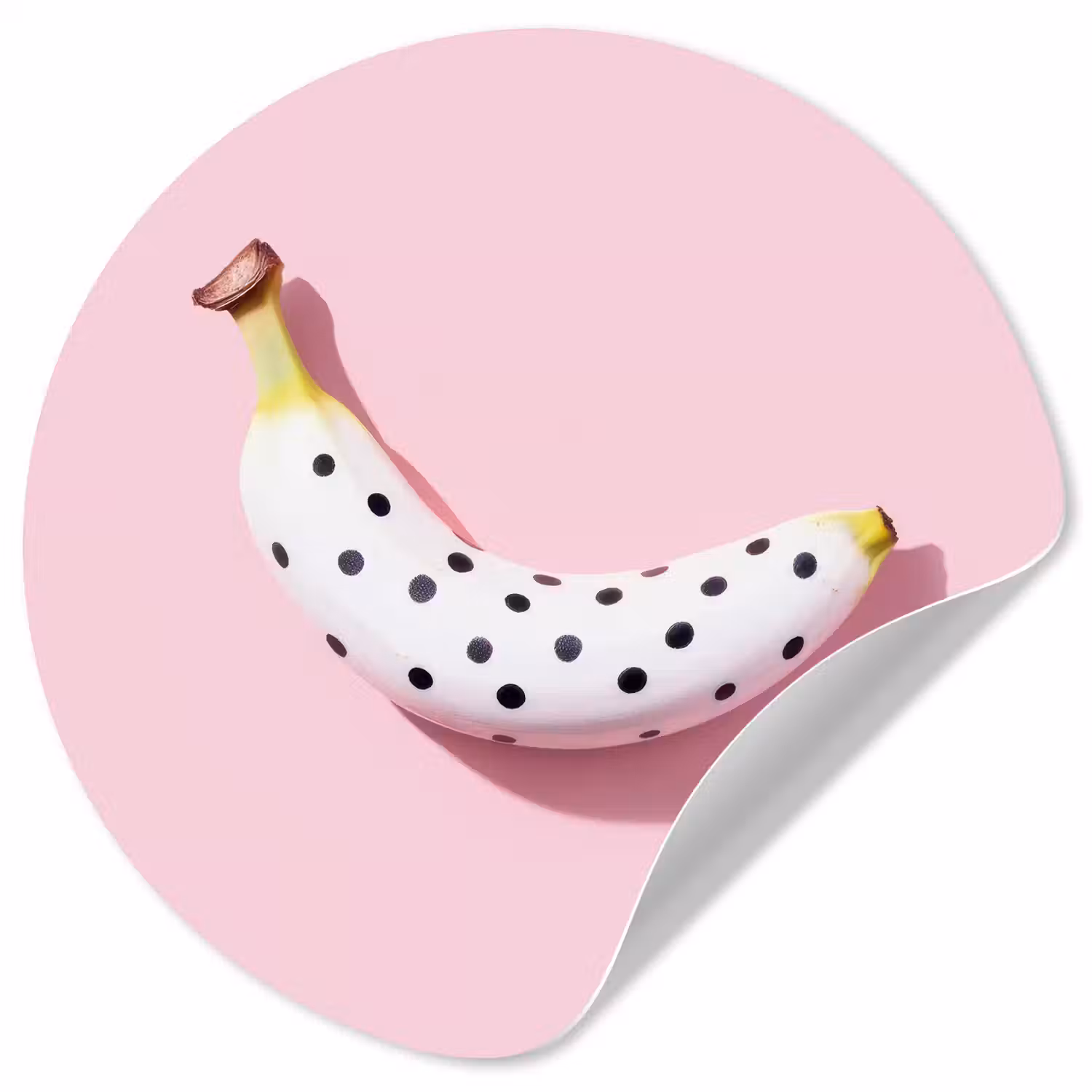 Banaan - Stippen - roze Wandcirkel behangsticker klein -3d