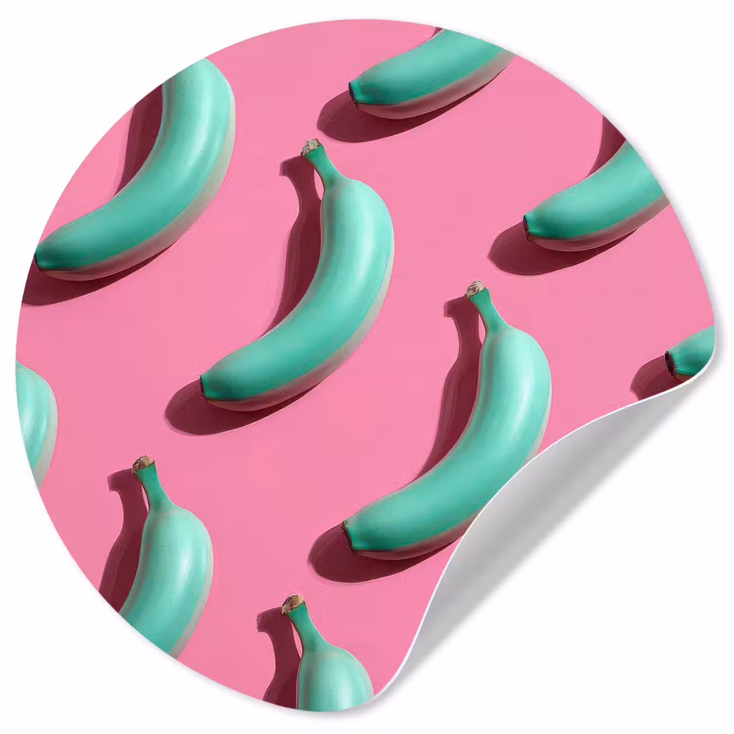 Bananen - Patroon - Blauw - Roze Wandcirkel behangsticker klein -3d