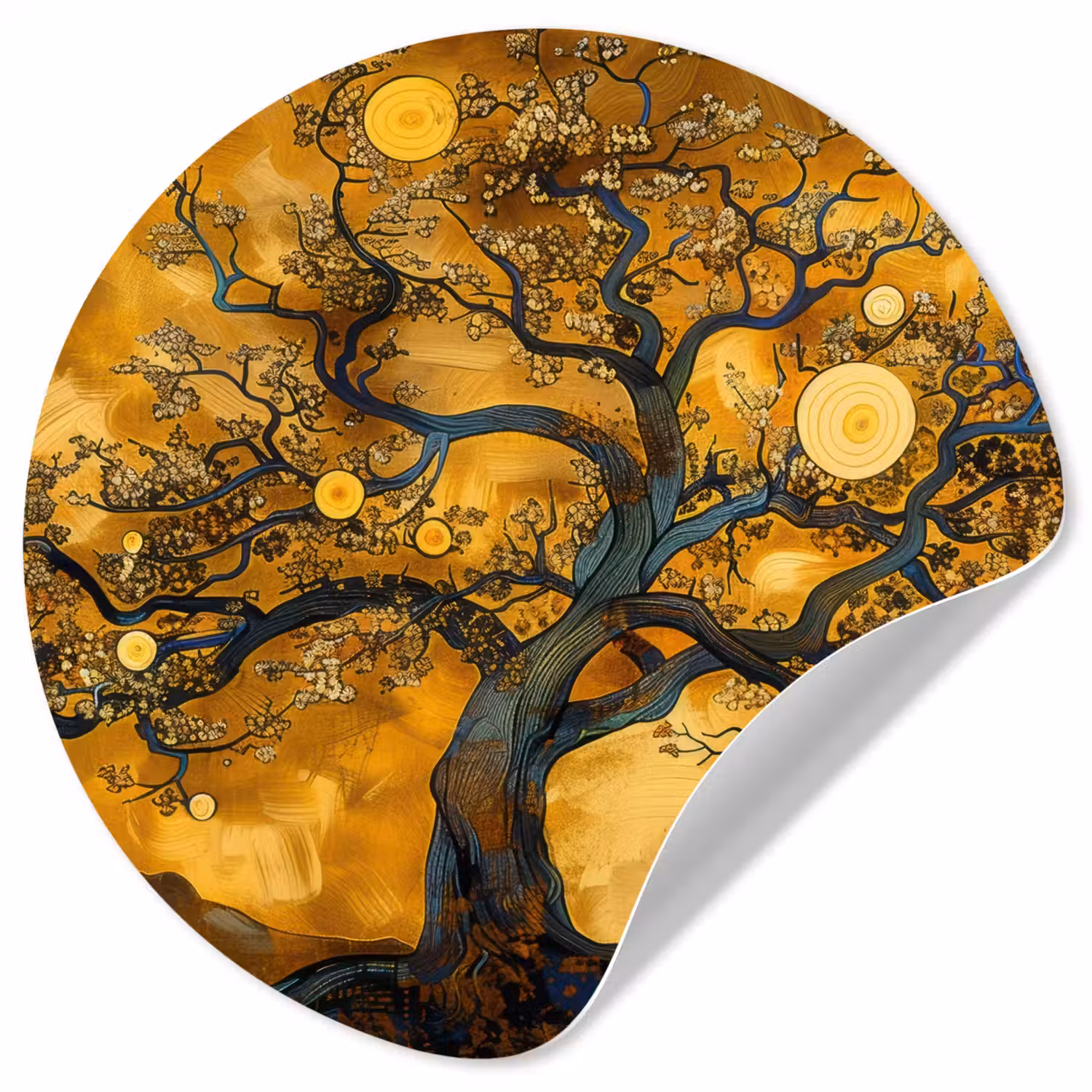 Boom - Levensboom - Abstract - Goud Wandcirkel behangsticker klein -3d