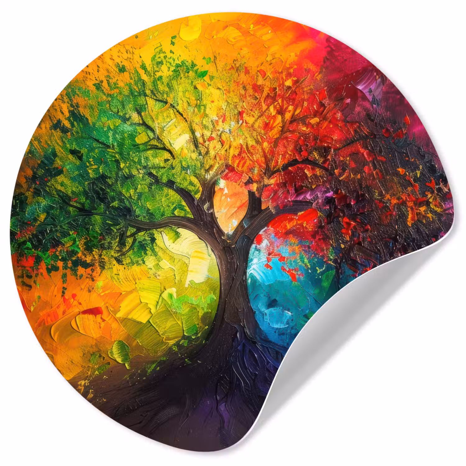 Boom - Kleurrijk - Modern - Abstract Wandcirkel behangsticker klein -3d