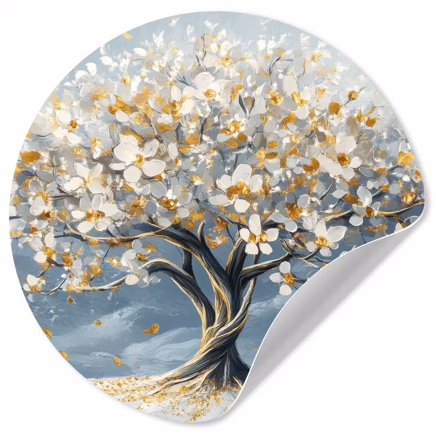 Boom - Winter - Levensboom - Modern - Goud Wandcirkel behangsticker klein -3d