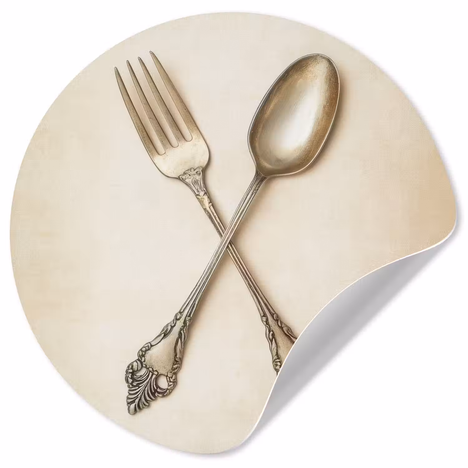 Beige - Vintage - Bestek Wandcirkel behangsticker klein -3d