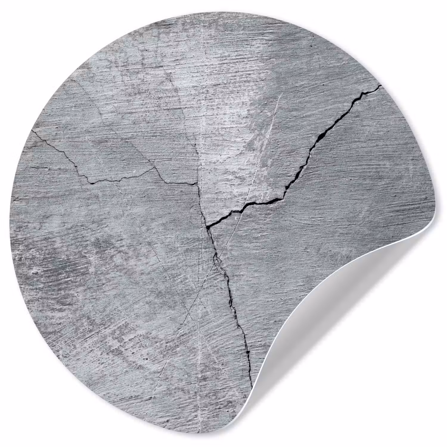 Beton - Grijs - Scheur Wandcirkel behangsticker klein -3d