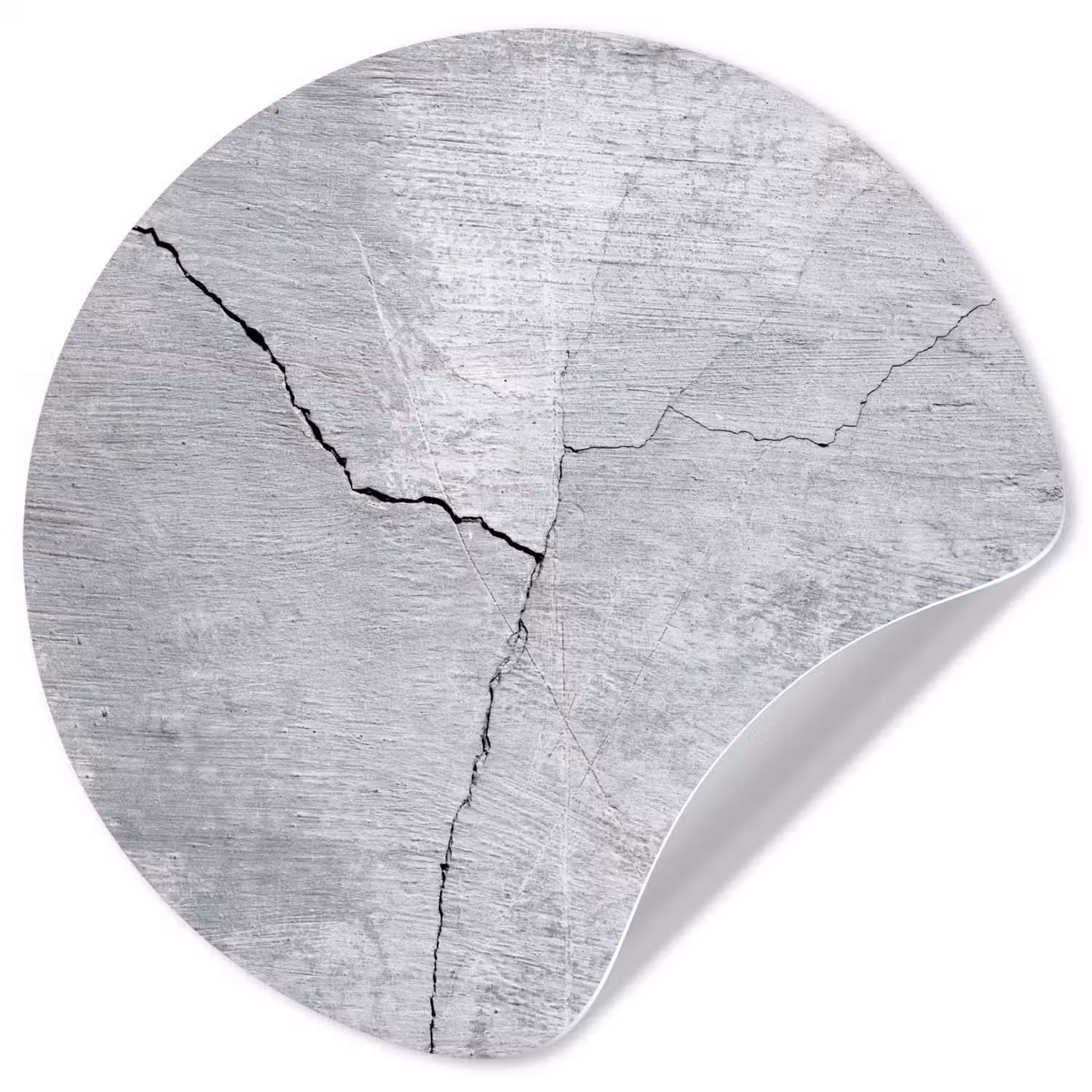 Beton - Scheur - Grijs Wandcirkel behangsticker klein -3d