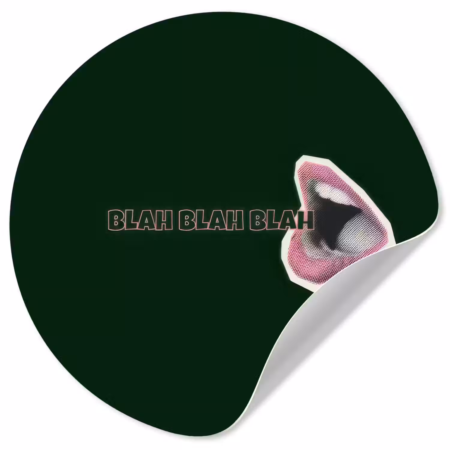 BLAH BLAH BLAH - Mond - Groen Wandcirkel behangsticker klein -3d