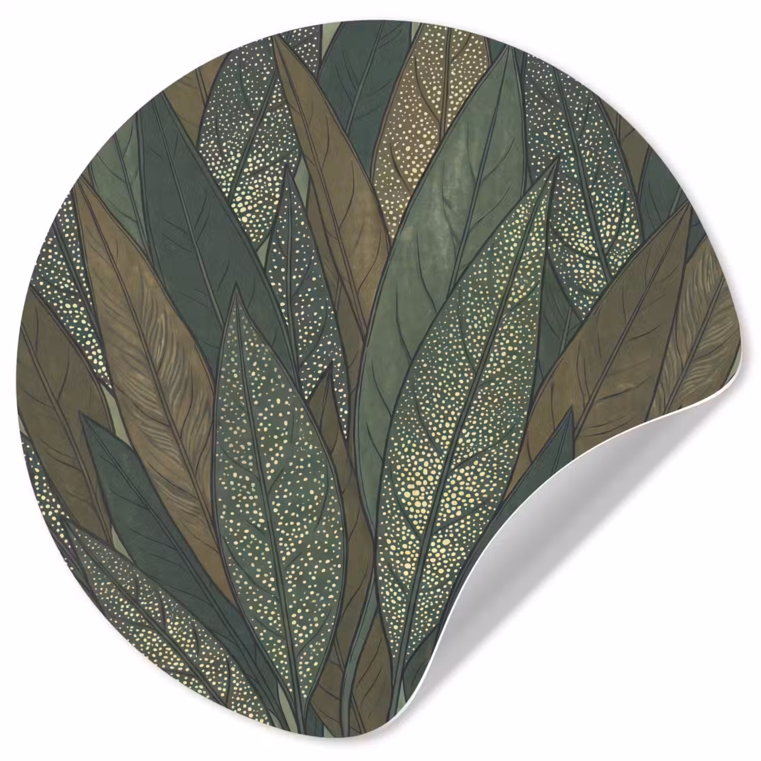 Bladeren - Patroon - Gestippeld - Natuur - Groen Wandcirkel behangsticker klein -3d