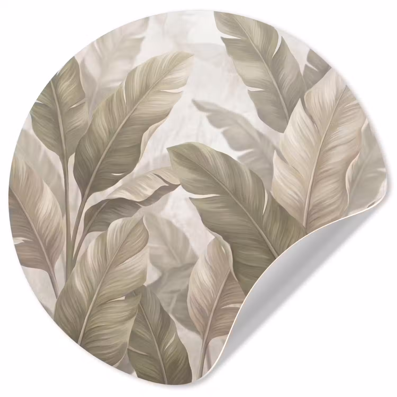 Bladeren - Tropisch - Natuur - Abstract - Beige Wandcirkel behangsticker klein -3d