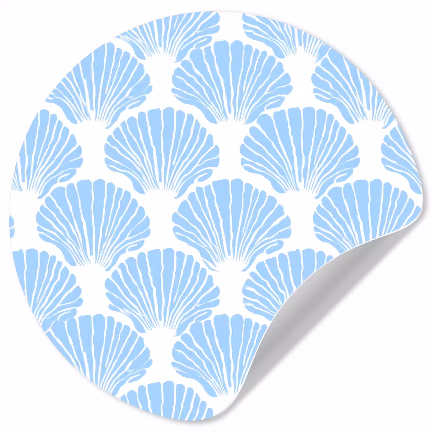 Blauw - Wit - Schelpen - Grafisch - Structuur Wandcirkel behangsticker klein 186 -3d