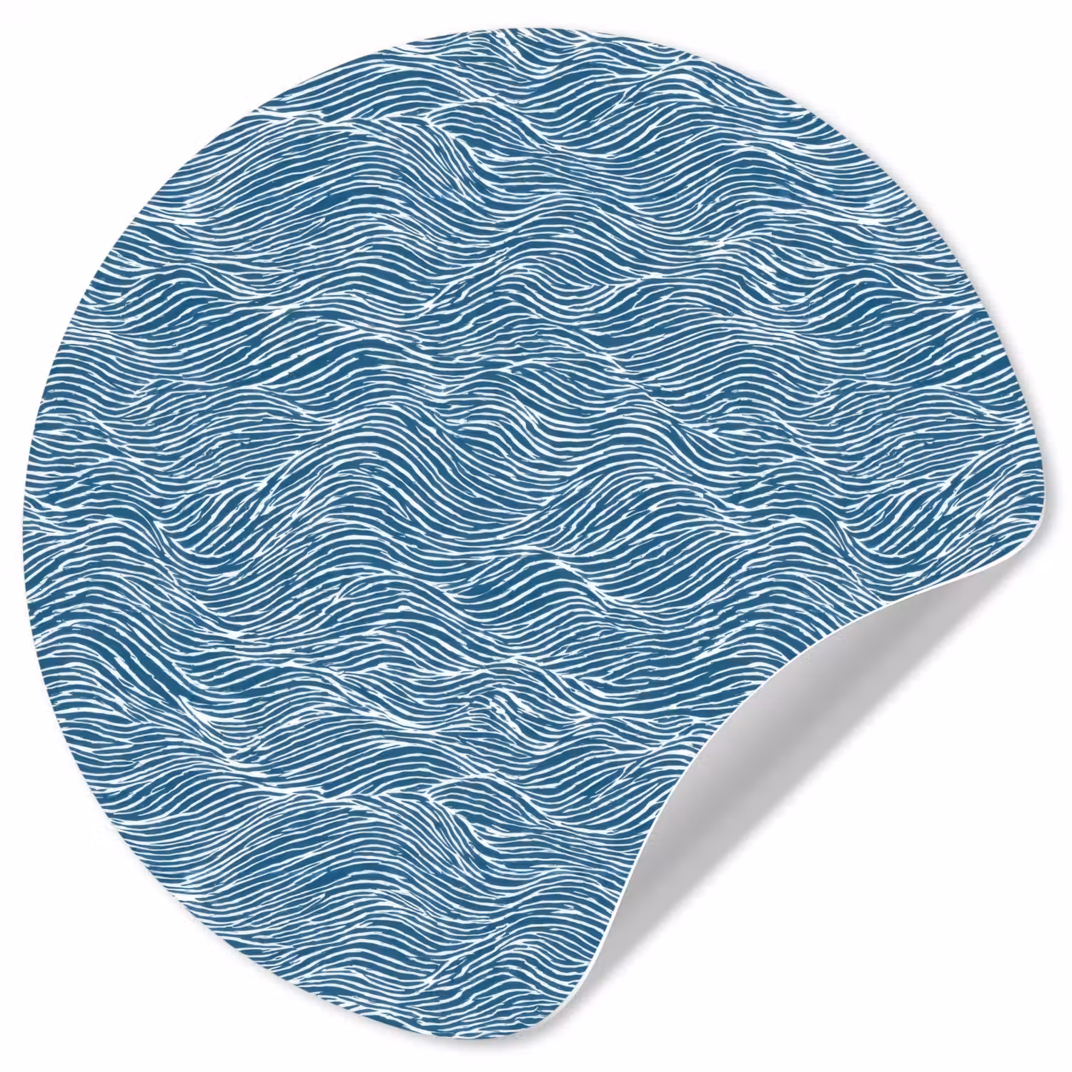 Blauw - Wit - Golven - Getekend - Textuur Wandcirkel behangsticker klein 186 -3d