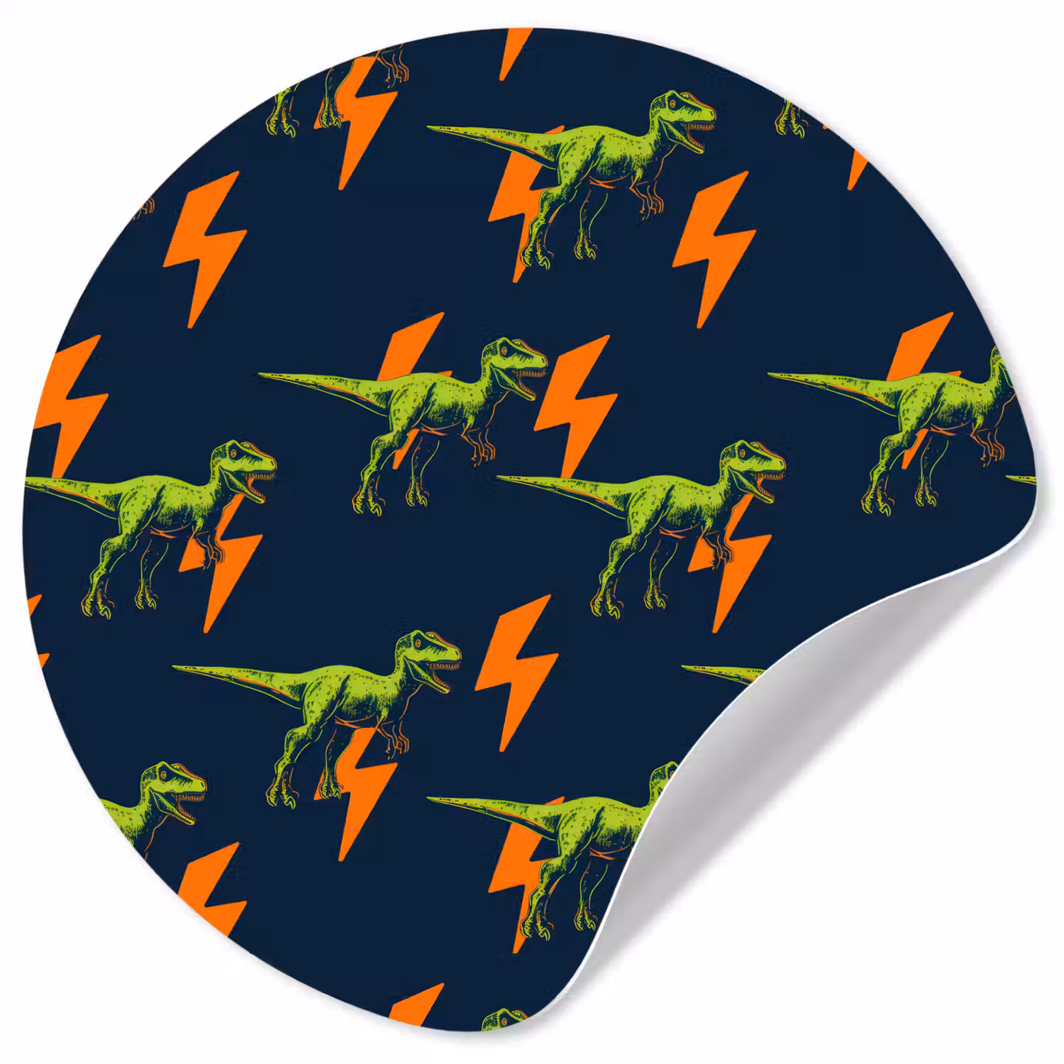 Bliksemschichten - Oranje - Dinosaurussen Wandcirkel behangsticker klein -3d