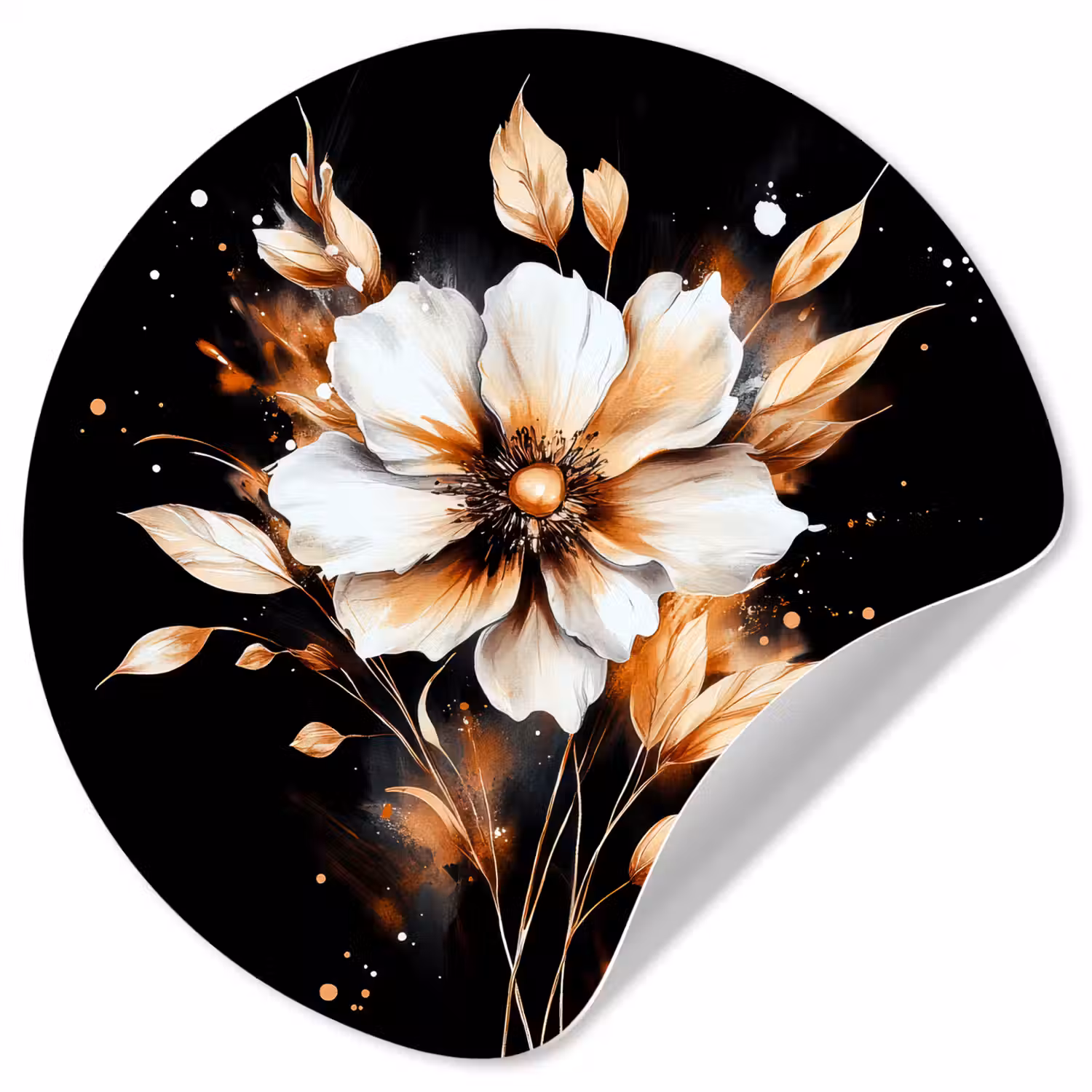 Bloem - Verf - Goud - Graffiti - Modern Wandcirkel behangsticker klein -3d
