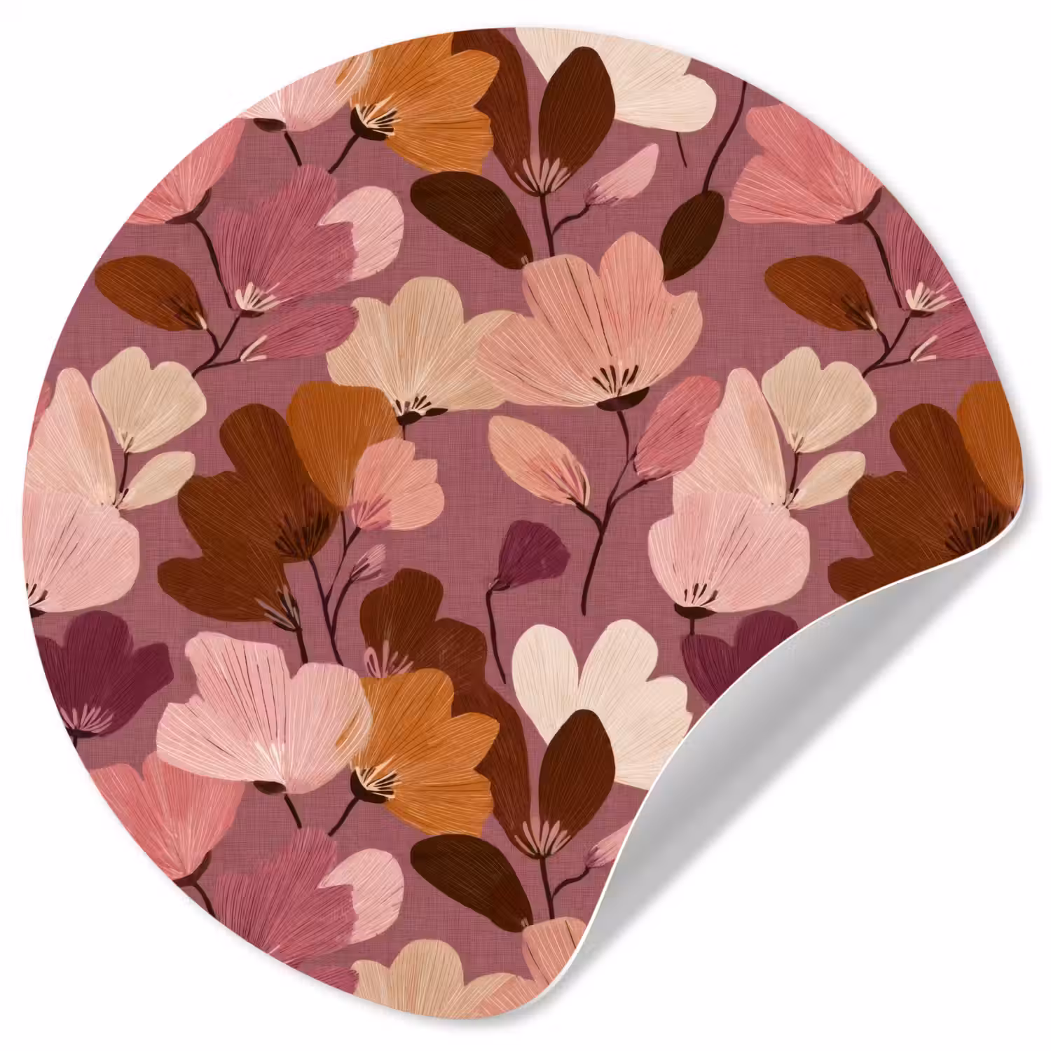 Bloem - Patroon - Roze Wandcirkel behangsticker klein 186 -3d