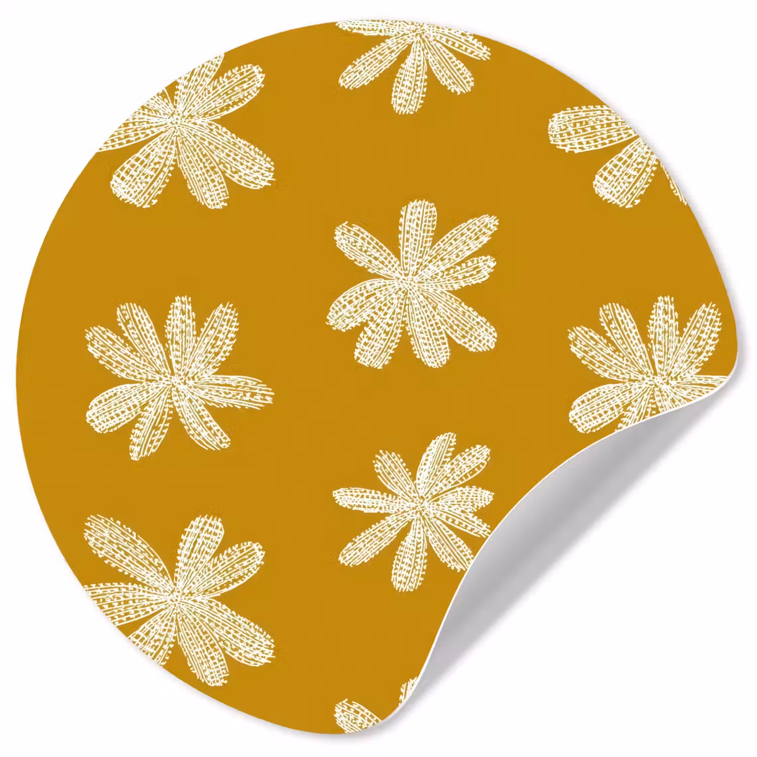 Bloem - Speels - Okergeel Wandcirkel behangsticker klein 186 -3d