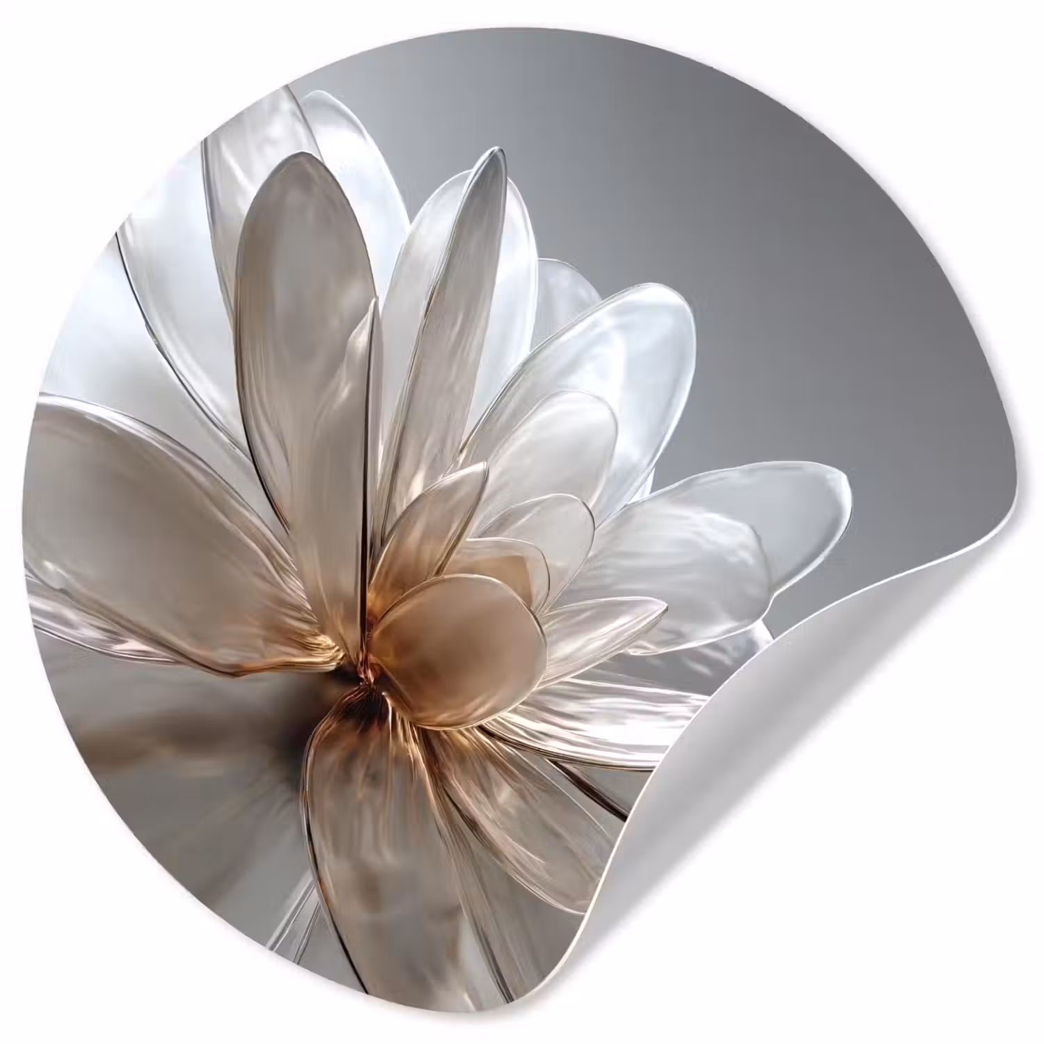 Bloem - Wit - Neutraal Wandcirkel behangsticker klein -3d