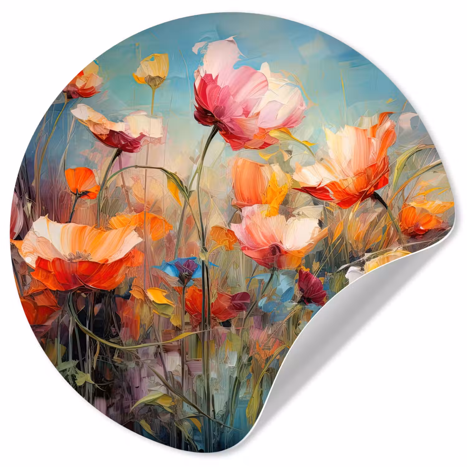 Bloemen - Watercolor - Kunst - Botanisch - Natuur Wandcirkel behangsticker klein -3d