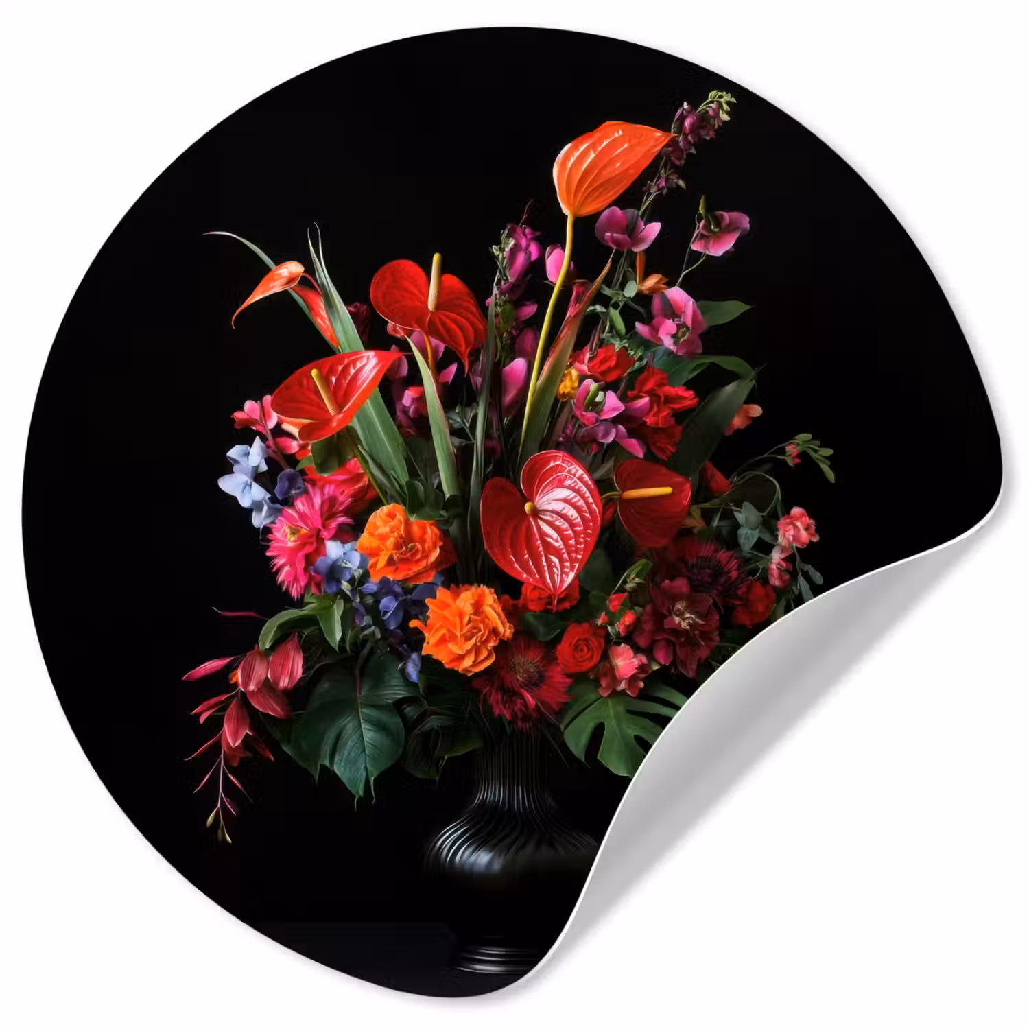 Bloemen - Boeket - Sierlijk Wandcirkel behangsticker klein -3d