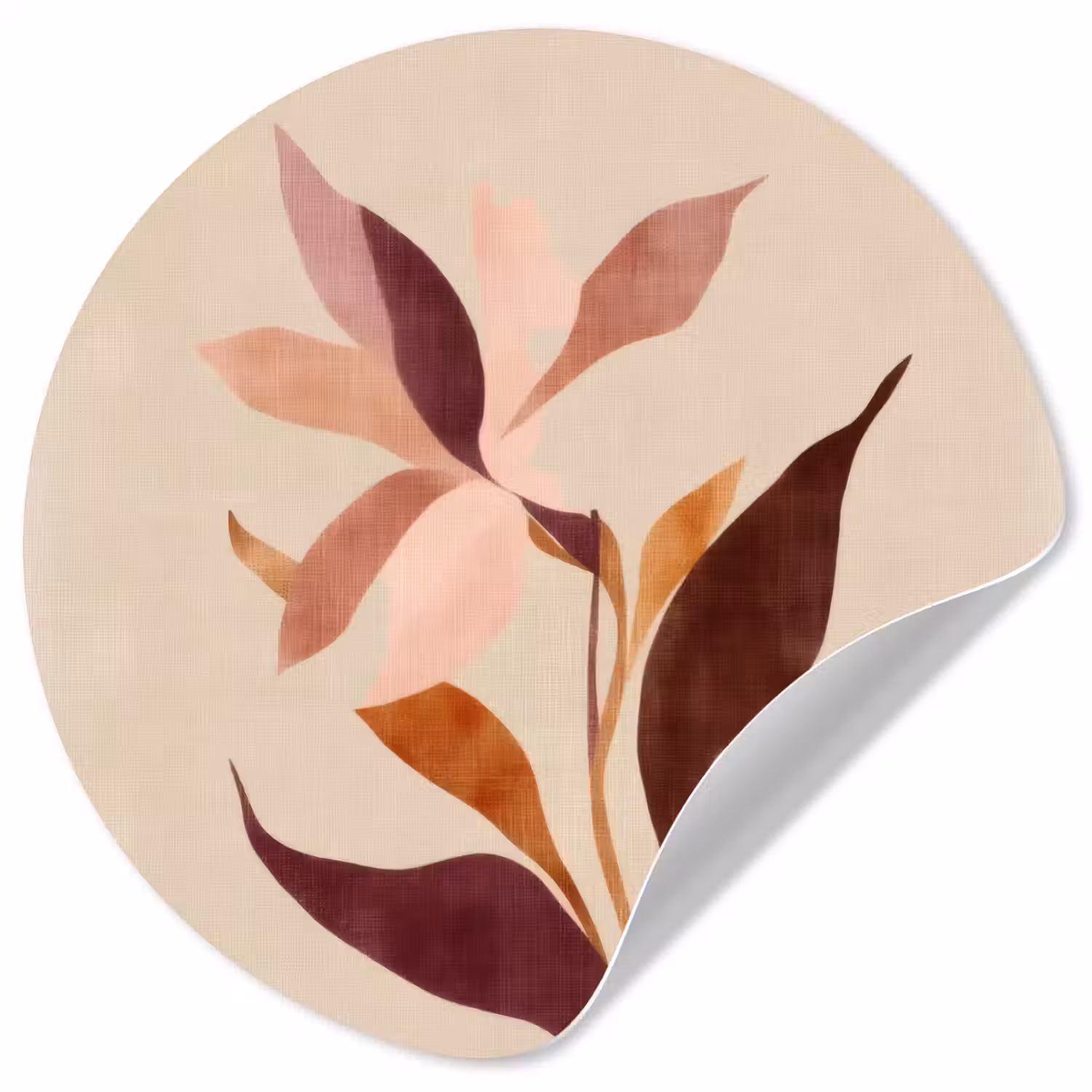 Bloemen - Blaadjes - Minimalistisch - Roze Wandcirkel behangsticker klein -3d
