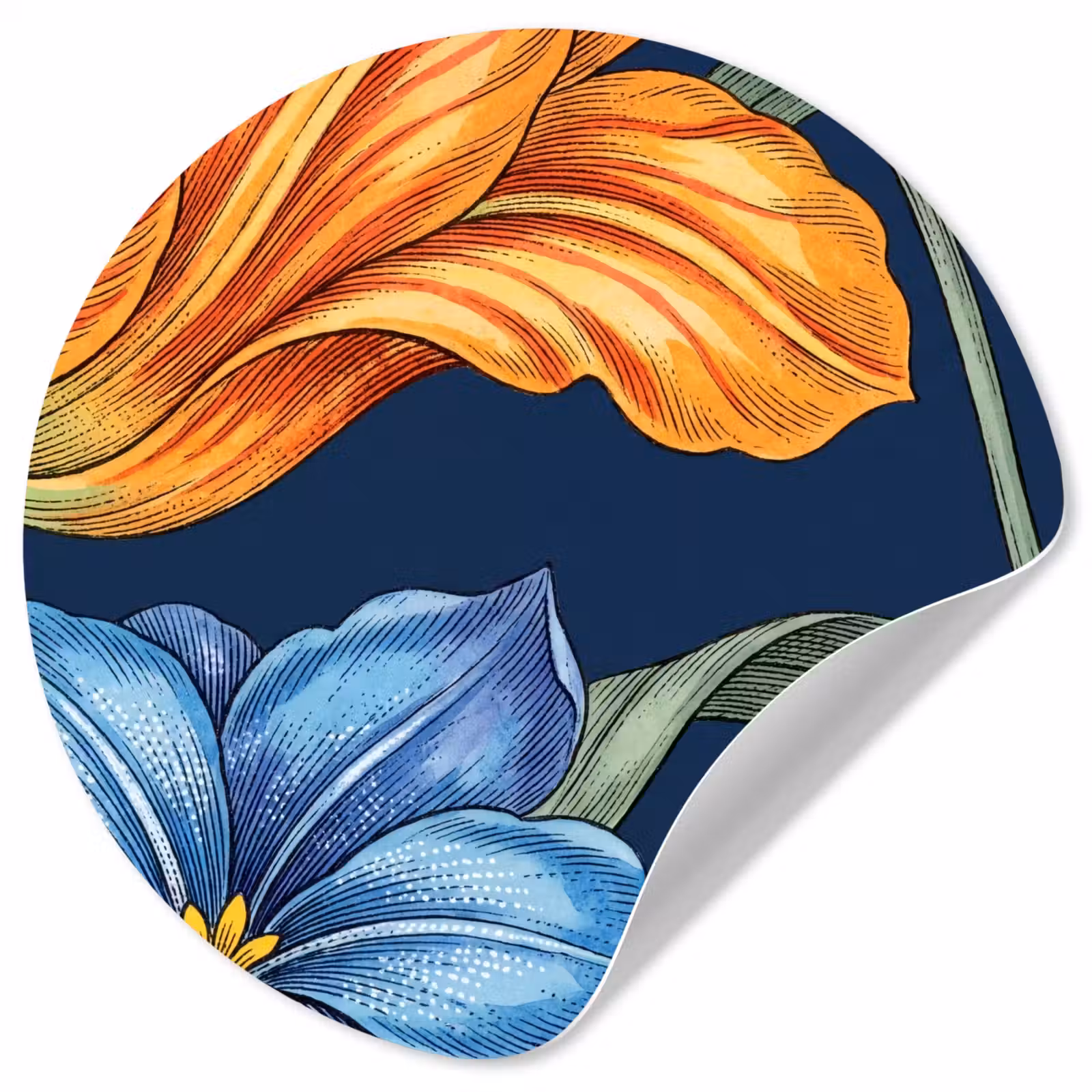 Runde Tapete - Blumen – Botanik – Muster - Bloemen - Botanisch - Patroon Wandcirkel behangsticker klein