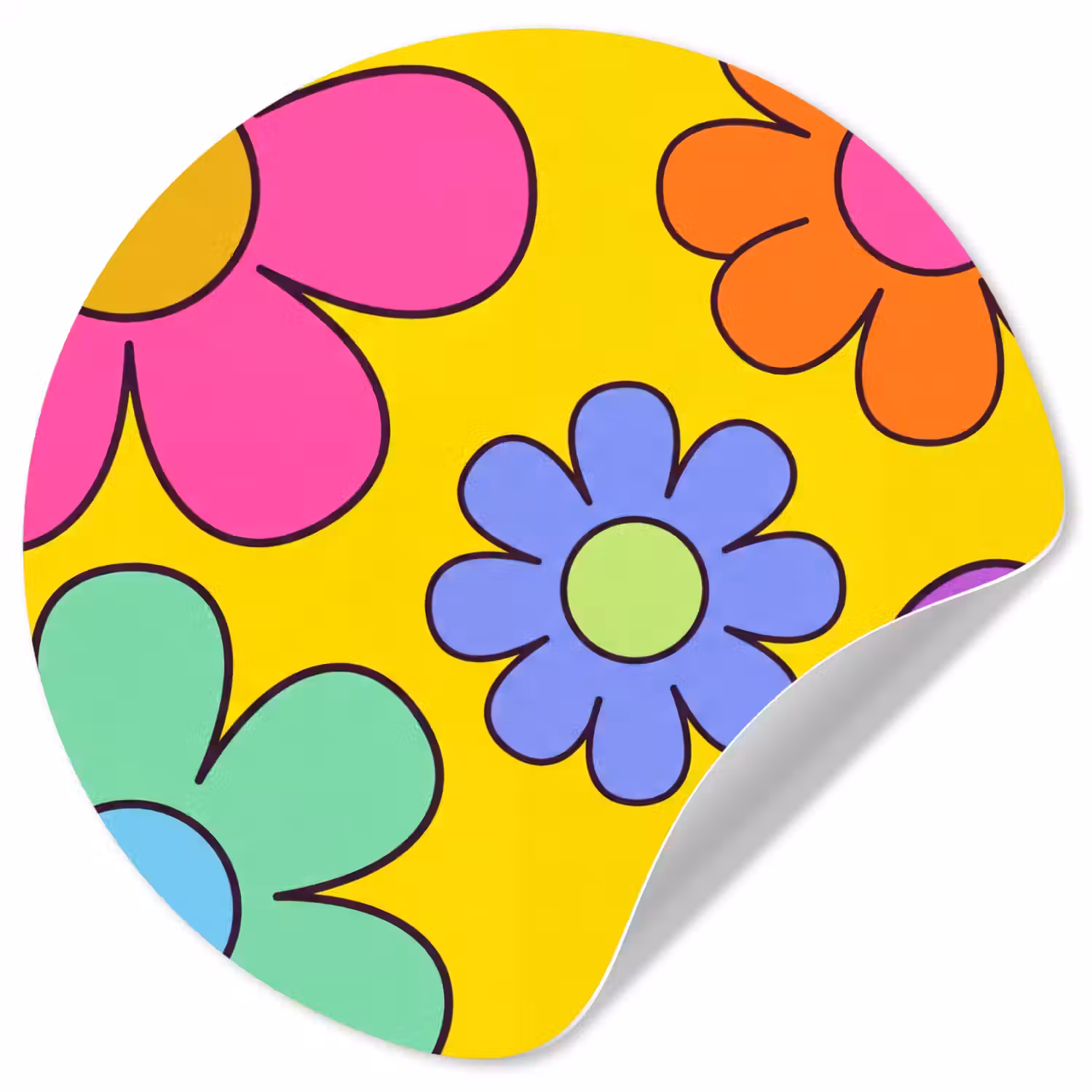 Bloemen - Illustratie - Kleurrijk Wandcirkel behangsticker klein -3d