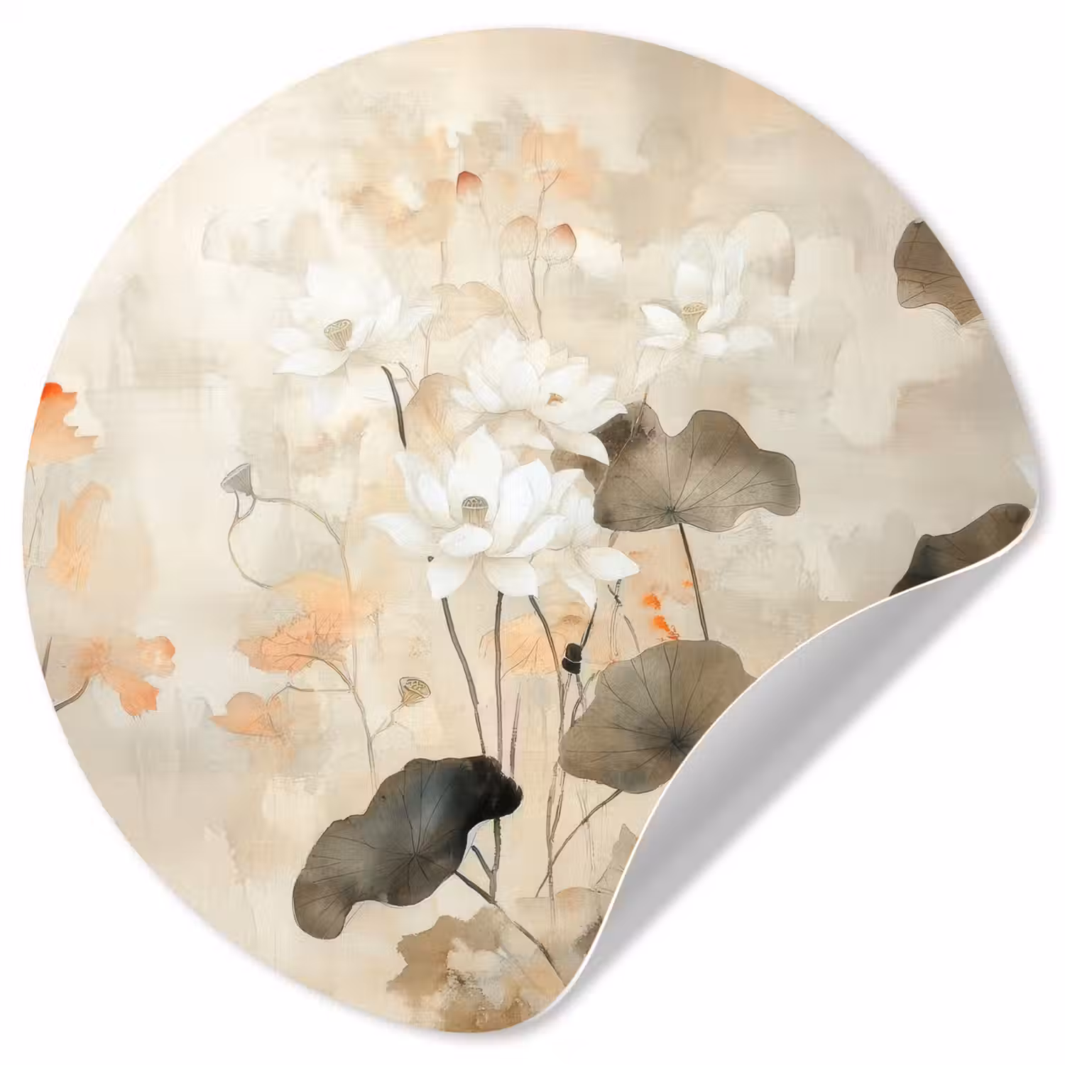 Bloemen - Japandi - Wabi sabi Wandcirkel behangsticker klein -3d