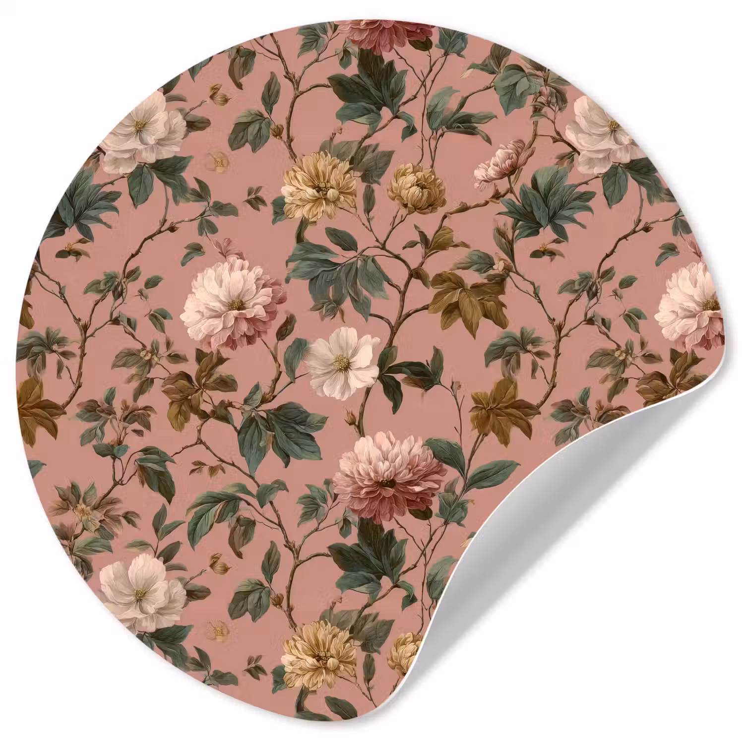 Bloemen - Klassiek - Roze Wandcirkel behangsticker klein 186 -3d