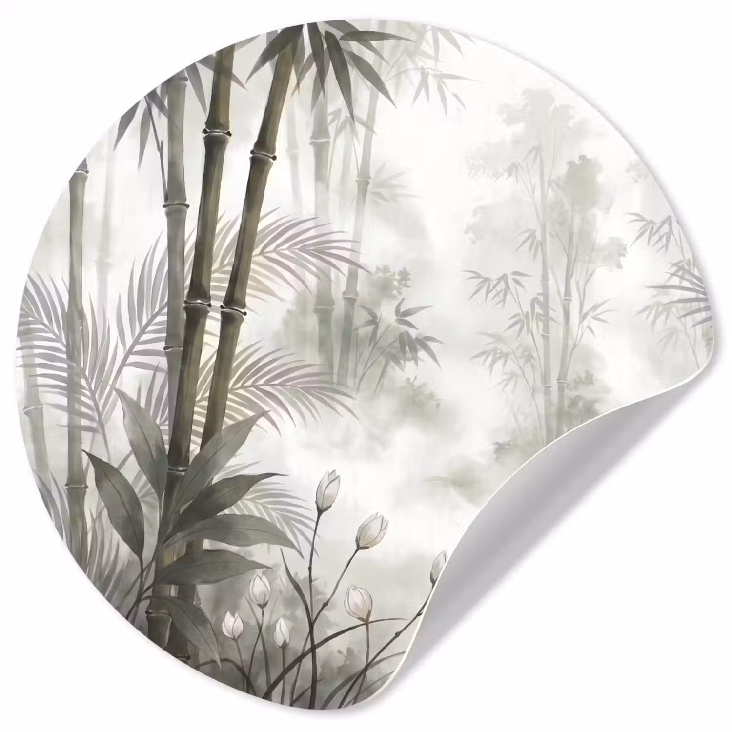 Bloemen - Knop - Tuin - Illustratie - Wit Wandcirkel behangsticker klein -3d