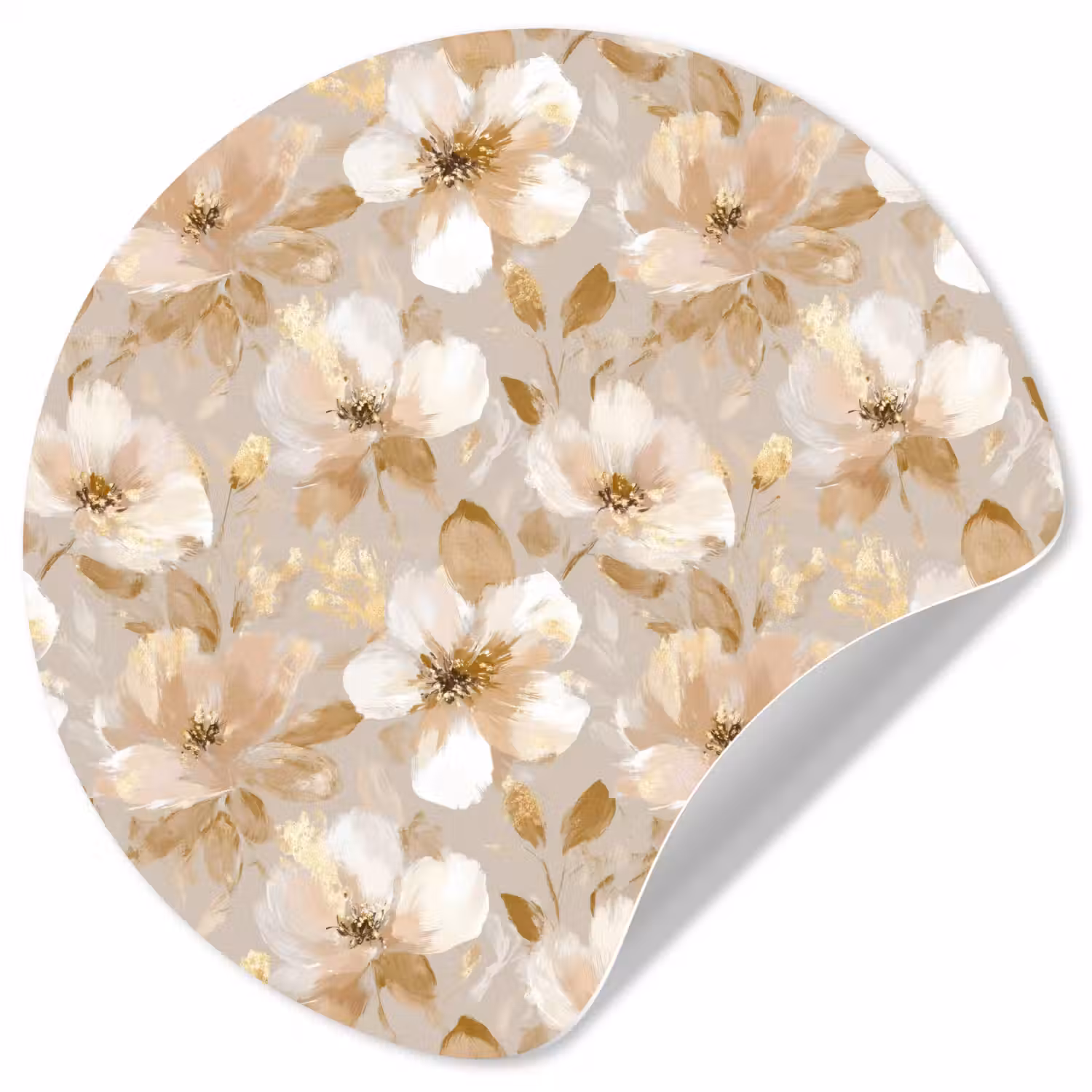 Bloemen - artistiek - Goud Wandcirkel behangsticker klein 186 -3d
