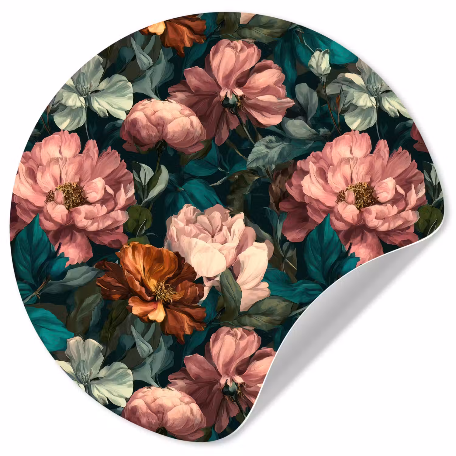 Bloemen - Schilderachtig - Patroon - Roze Wandcirkel behangsticker klein 186 -3d