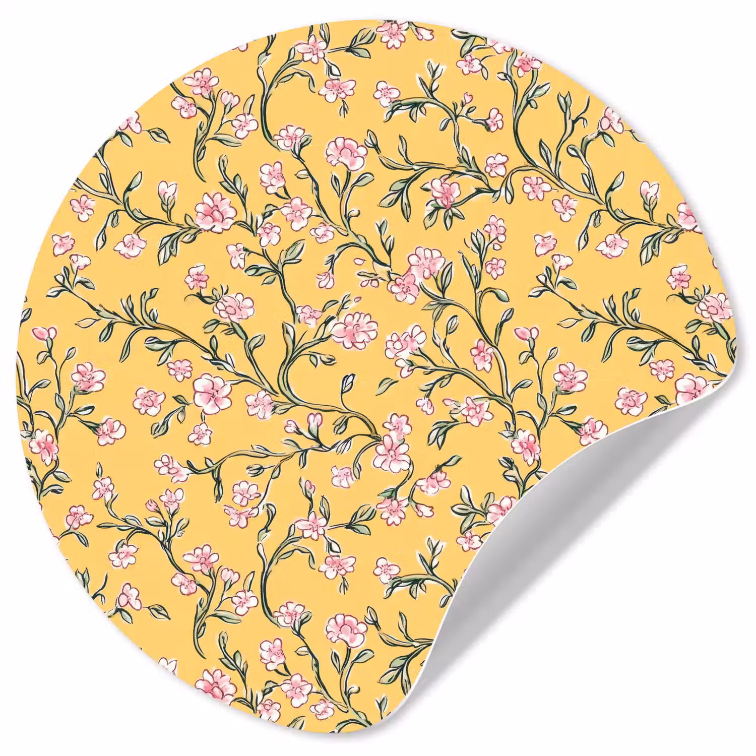 Bloemen - Motief - Geel Wandcirkel behangsticker klein 186 -3d