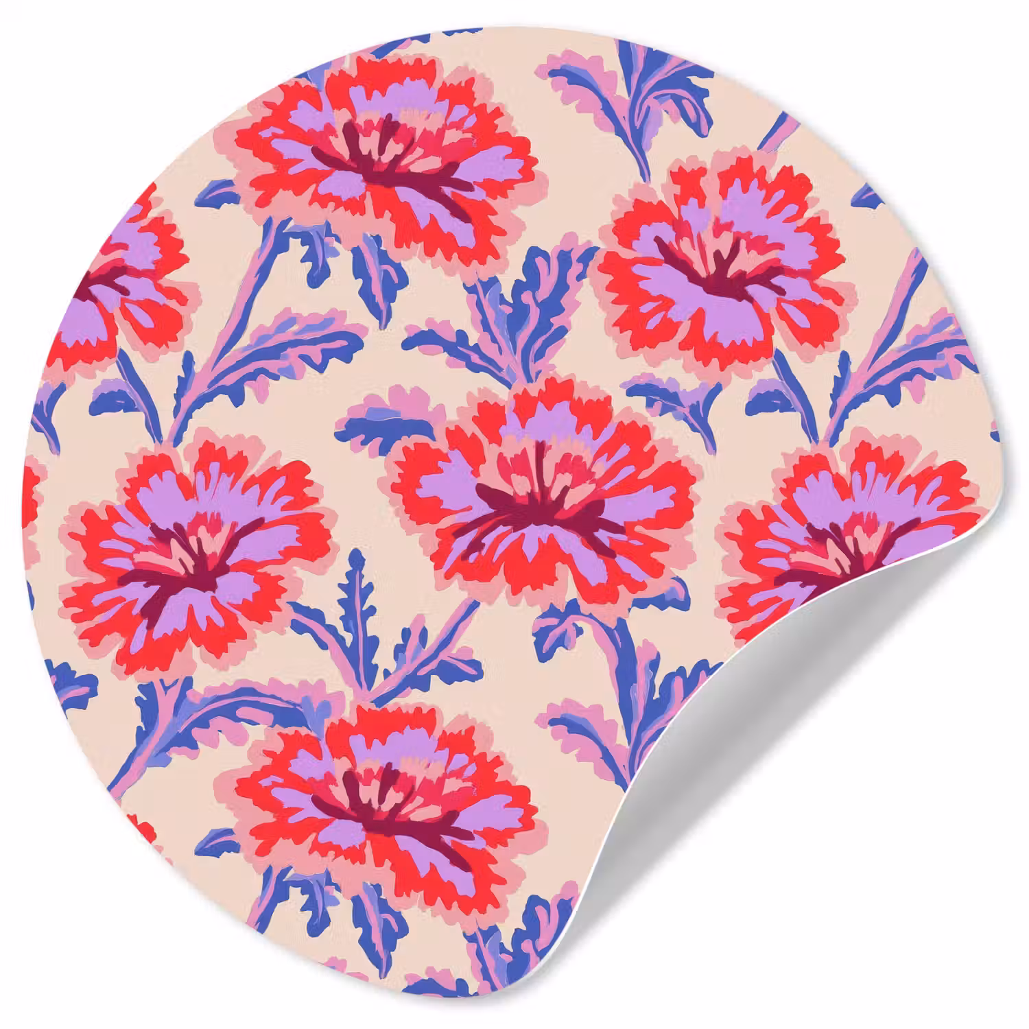 Bloemen - Patroon - Meerkleurig Wandcirkel behangsticker klein 186 -3d