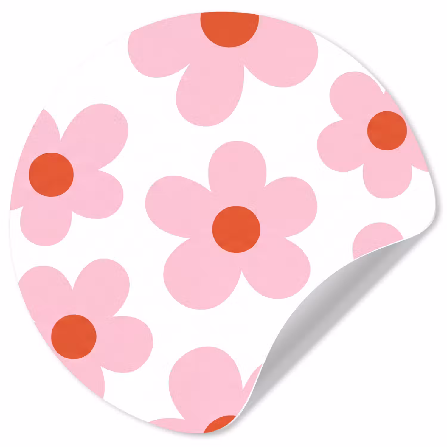 Bloemen - Patroon - Modern - Roze - Wit Wandcirkel behangsticker klein -3d