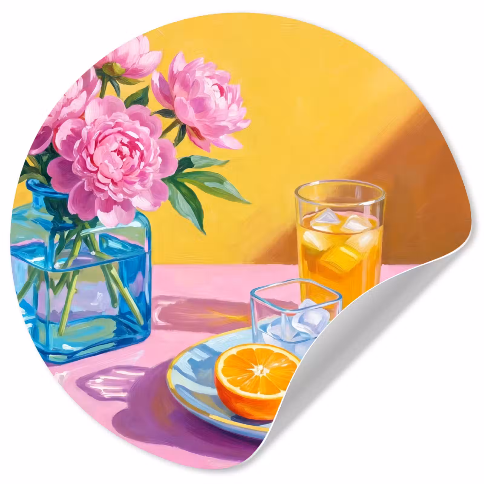 Runde Tapete - Blumen – Rosa – Modern - Bloemen - Roze - Modern Wandcirkel behangsticker klein