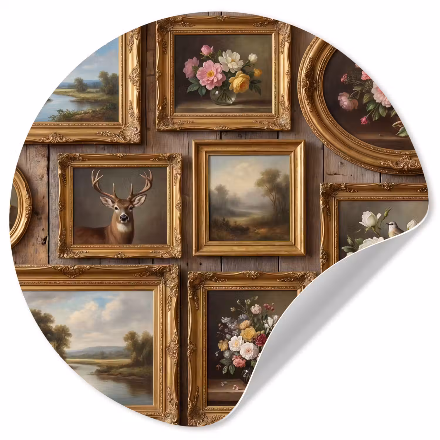 Bloemen - Rozen - Klassiek - Vaas - Kleurrijk Wandcirkel behangsticker klein -3d