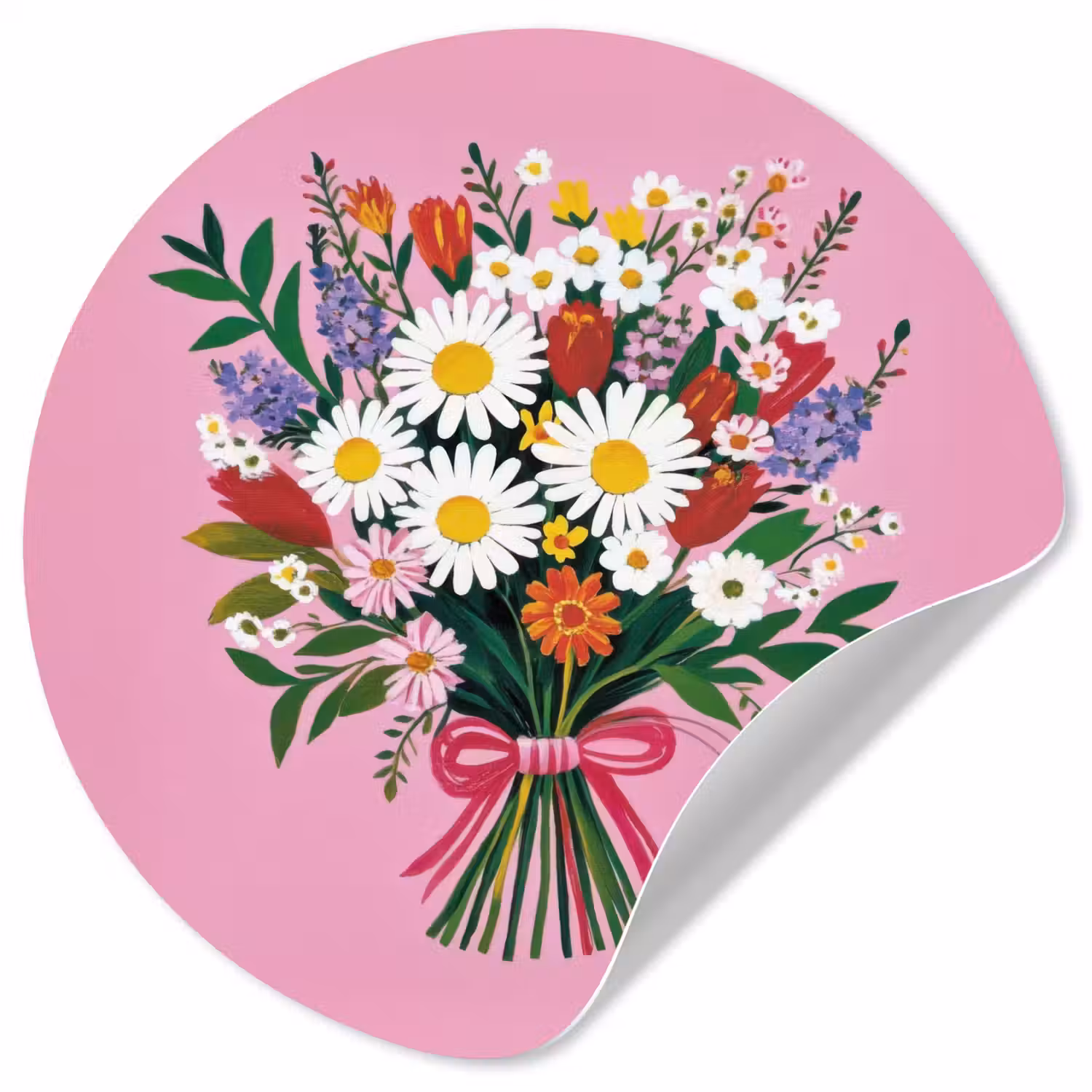 Bloemen - Quote - Kaartje - Kleurrijk Wandcirkel behangsticker klein -3d