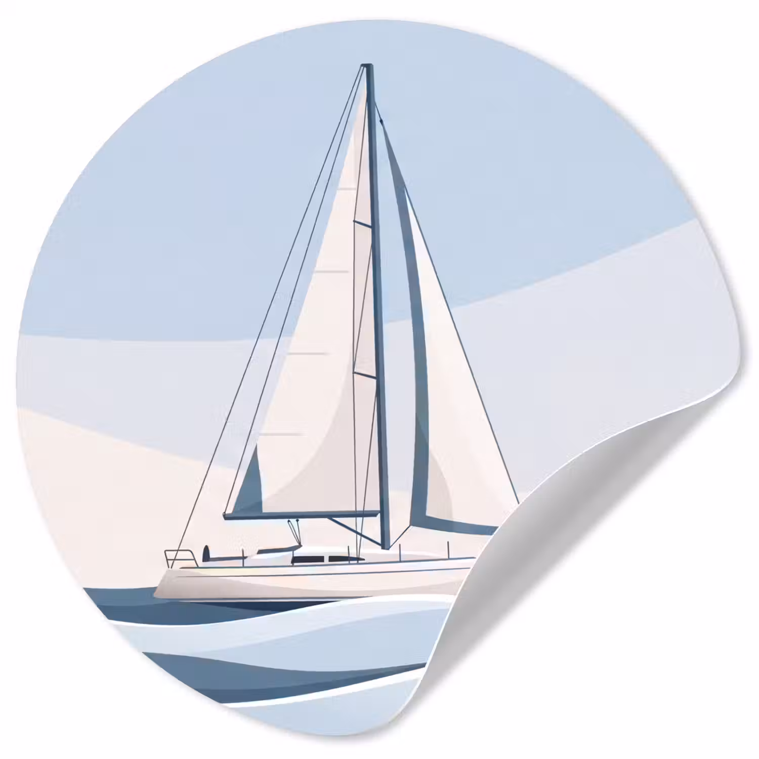Boot - Zeil - Zee - Modern - Beige Wandcirkel behangsticker klein -3d