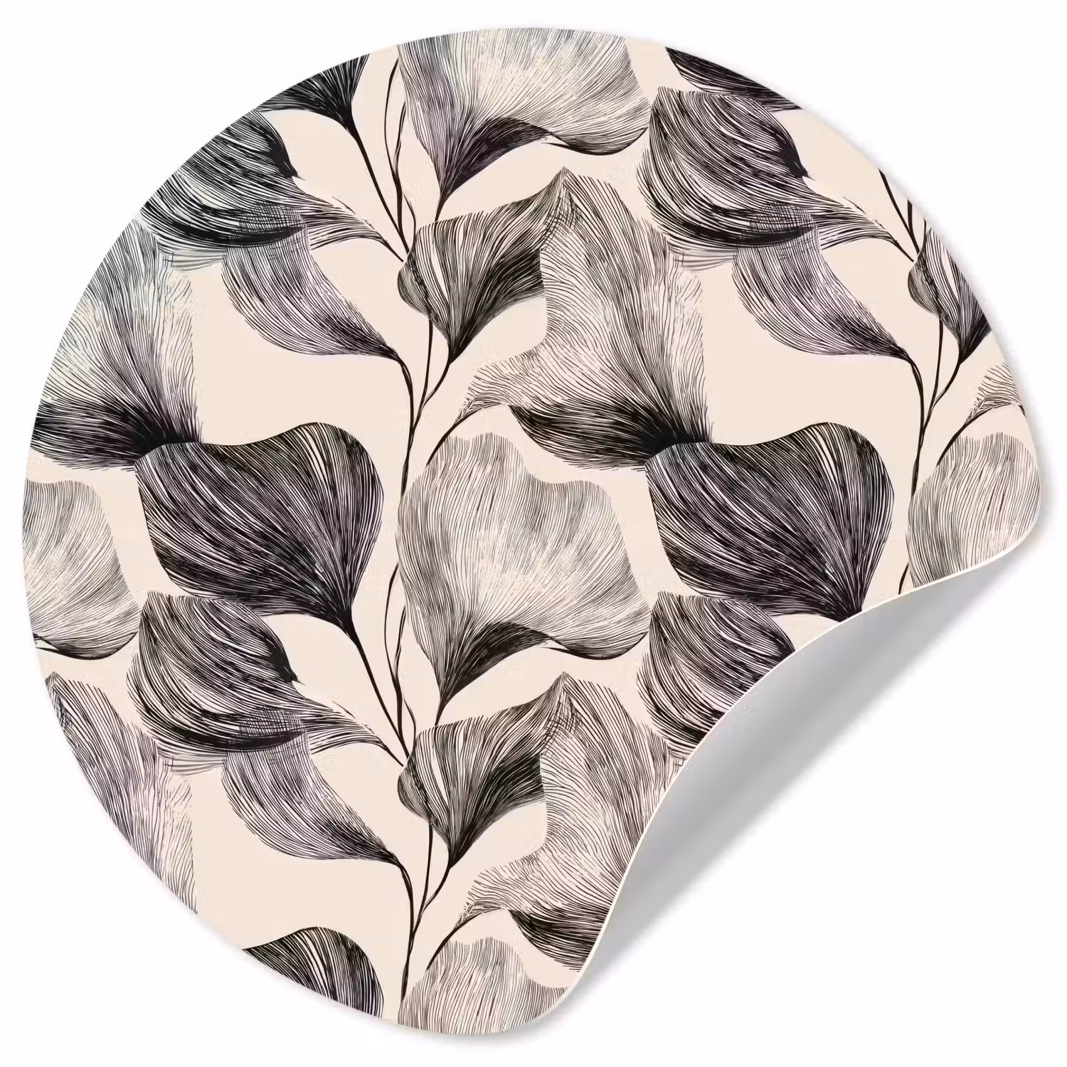 Botanisch - Bladeren - Zwart Wandcirkel behangsticker klein 186 -3d