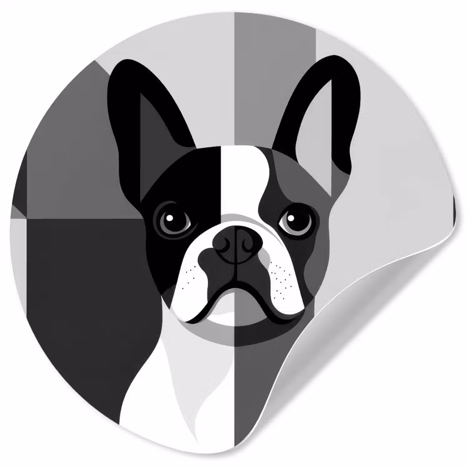 Buldog - Zwart - Abstract - Vlakken Wandcirkel behangsticker klein -3d