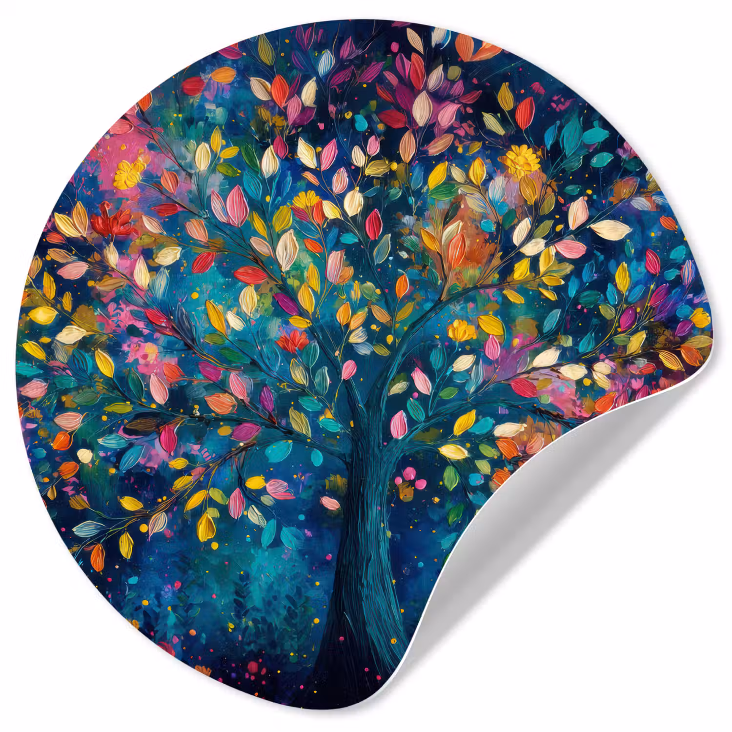 Kleurrijk - Boom - Magisch - Abstract Wandcirkel behangsticker klein -3d