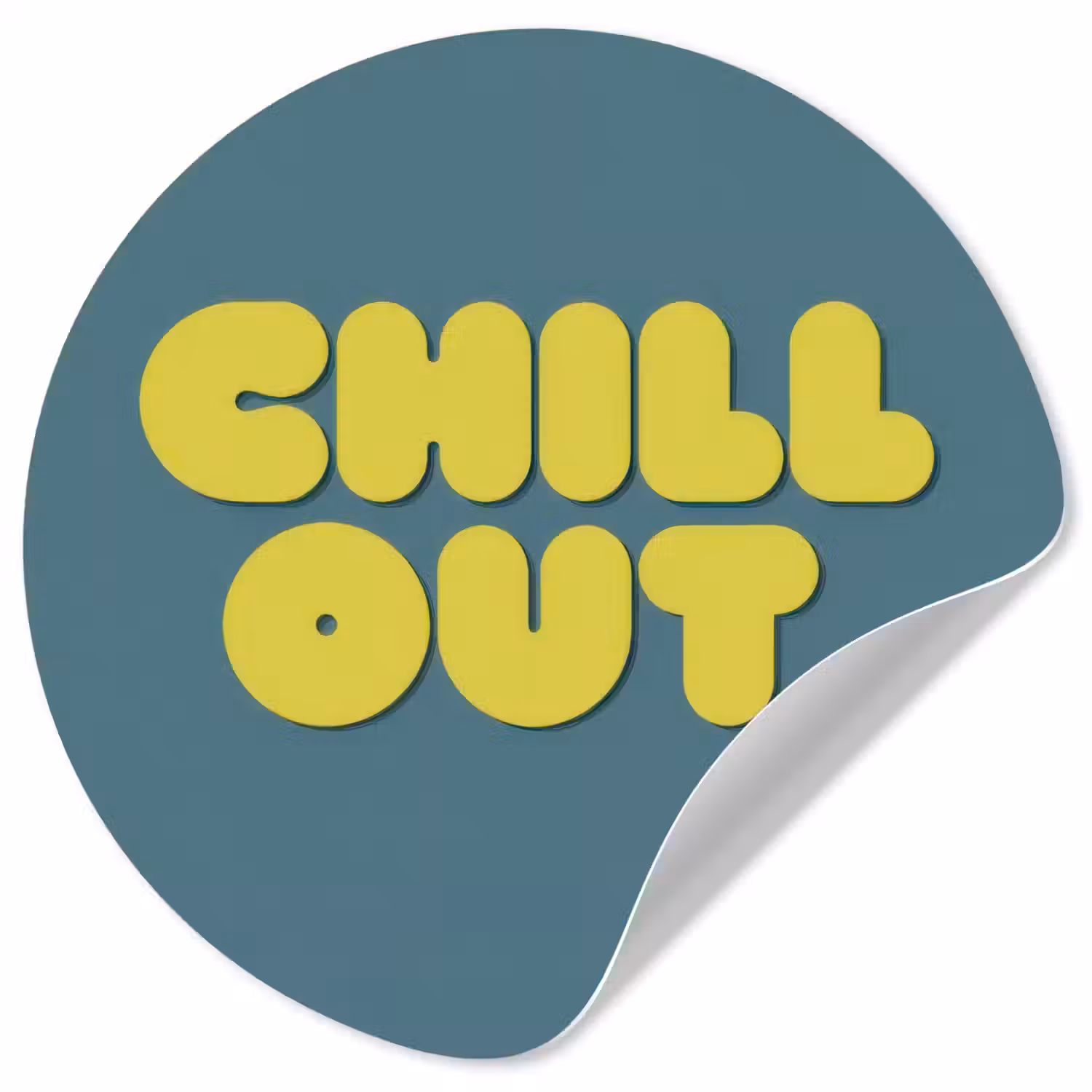 Chill out - Geel - Blauw Wandcirkel behangsticker klein -3d