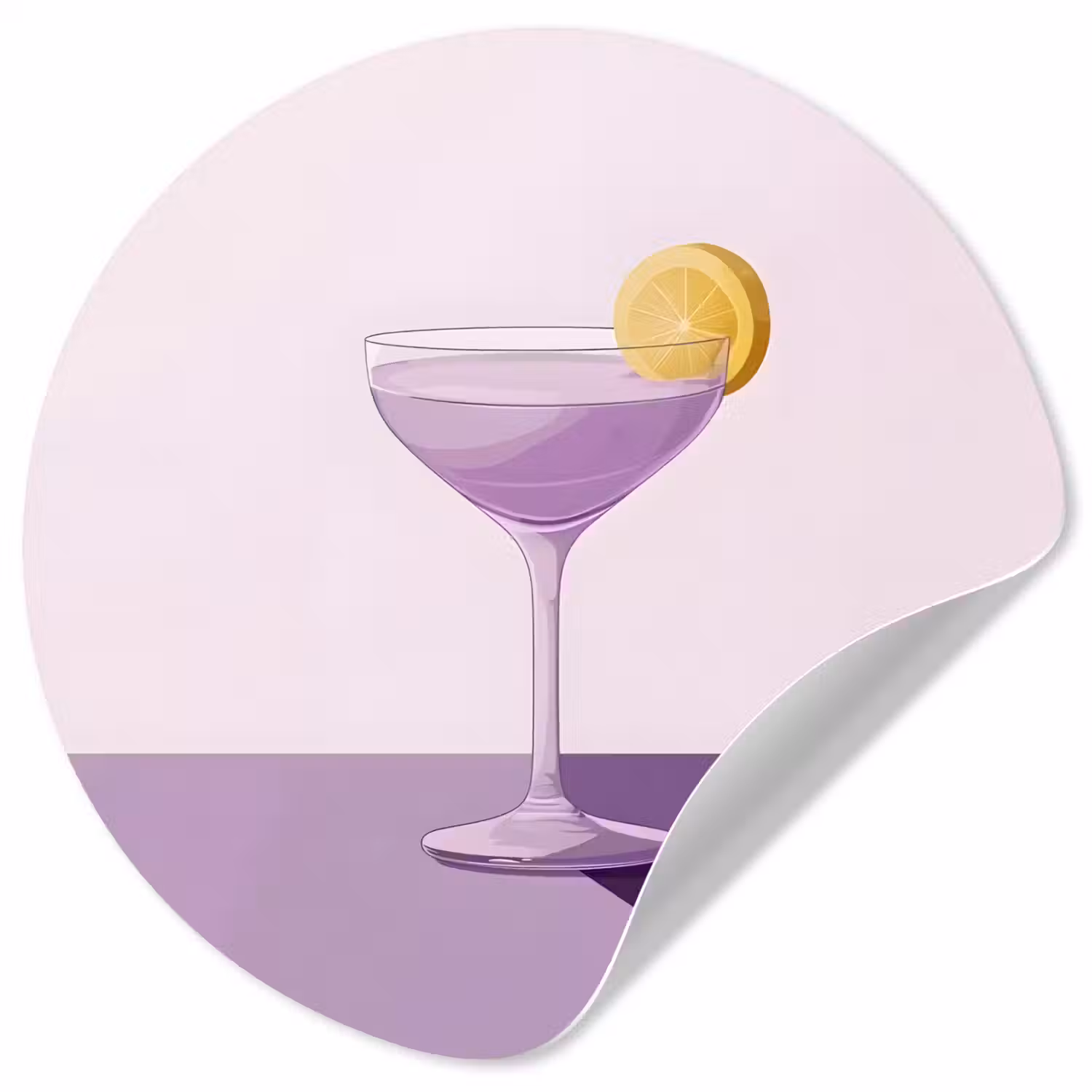 Cocktail - Paars - Minimalistisch - Citroen Wandcirkel behangsticker klein -3d